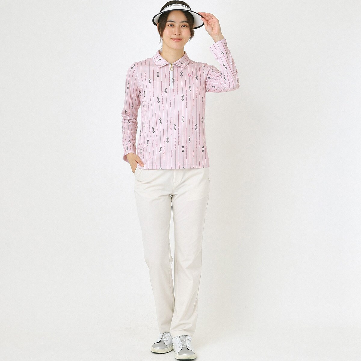 吸水速乾 ビットストライプ長袖ポロシャツ レディス(長袖シャツ