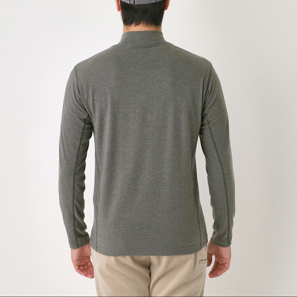 吸湿発熱 メッセージロゴモックネック長袖Tシャツ(長袖シャツ