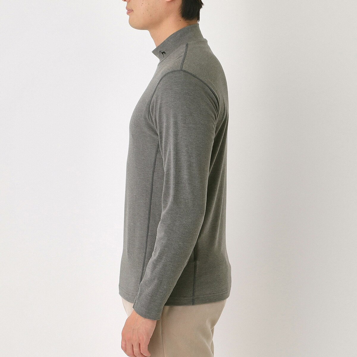 吸湿発熱 メッセージロゴモックネック長袖Tシャツ(長袖シャツ