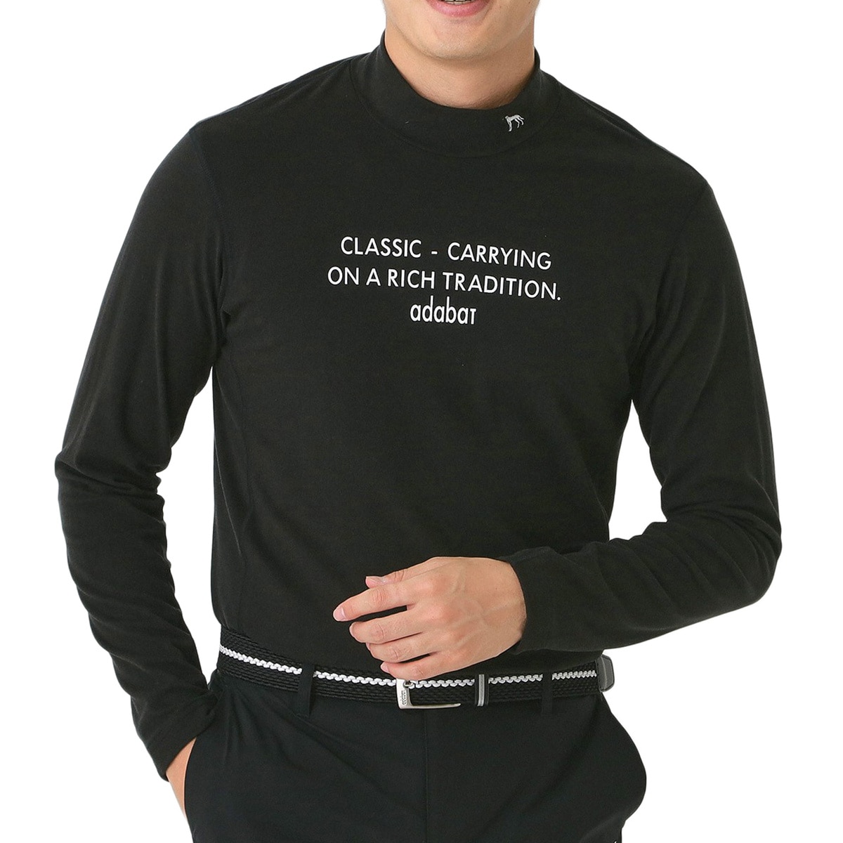 吸湿発熱 メッセージロゴモックネック長袖Tシャツ(長袖シャツ