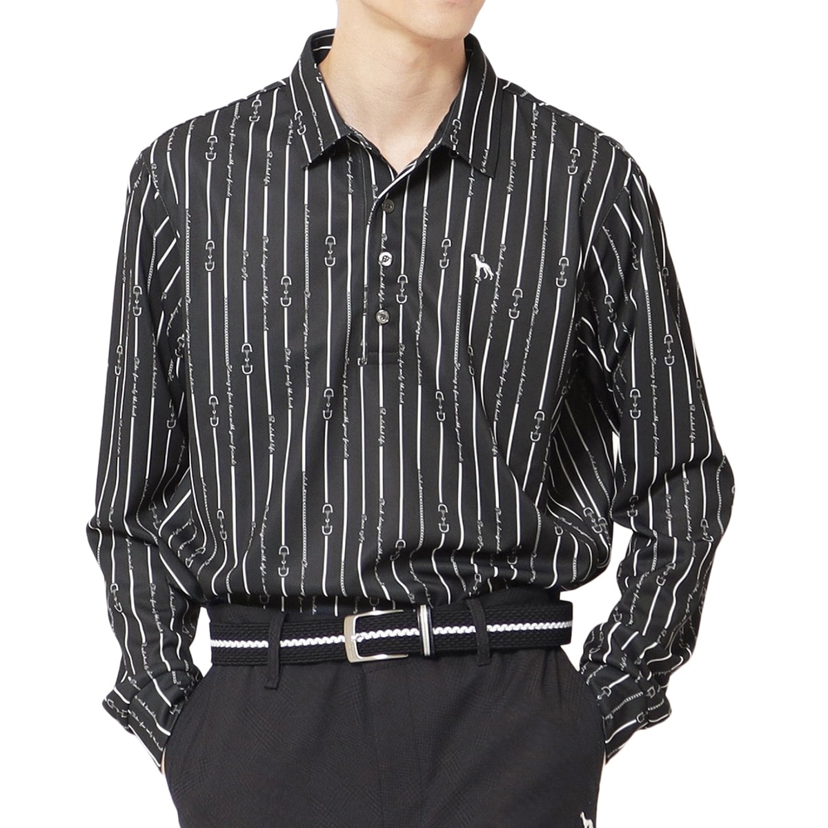 吸水速乾 ビットストライプ長袖ポロシャツ(長袖シャツ・ポロシャツ