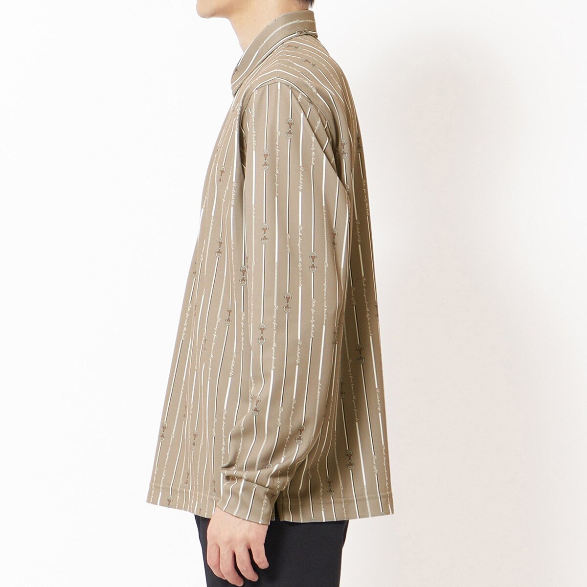 吸水速乾 ビットストライプ長袖ポロシャツ(長袖シャツ・ポロシャツ