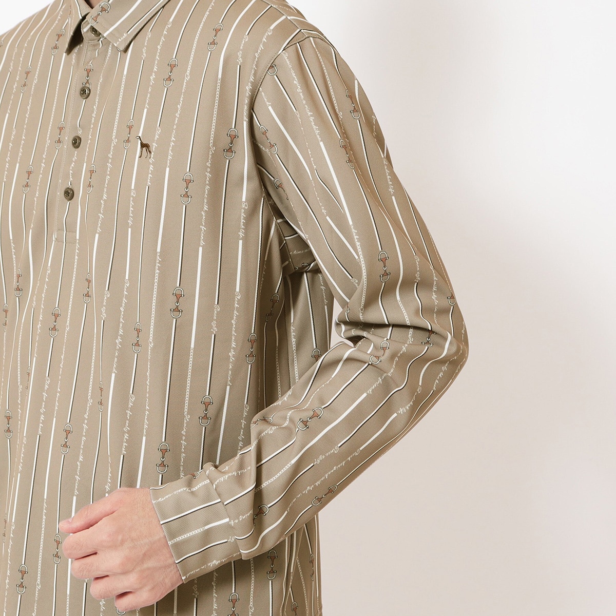 吸水速乾 ビットストライプ長袖ポロシャツ(長袖シャツ・ポロシャツ