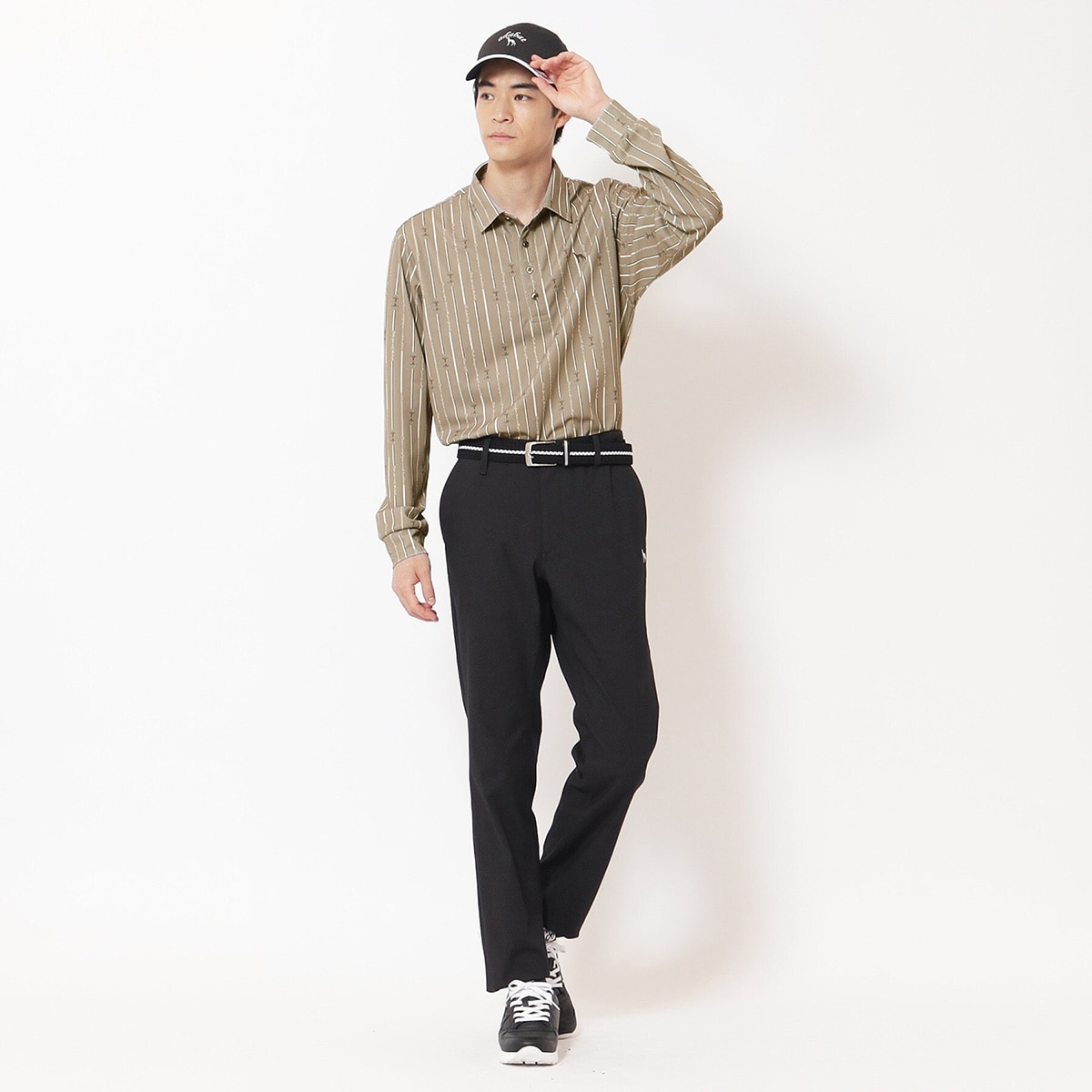 吸水速乾 ビットストライプ長袖ポロシャツ(長袖シャツ・ポロシャツ