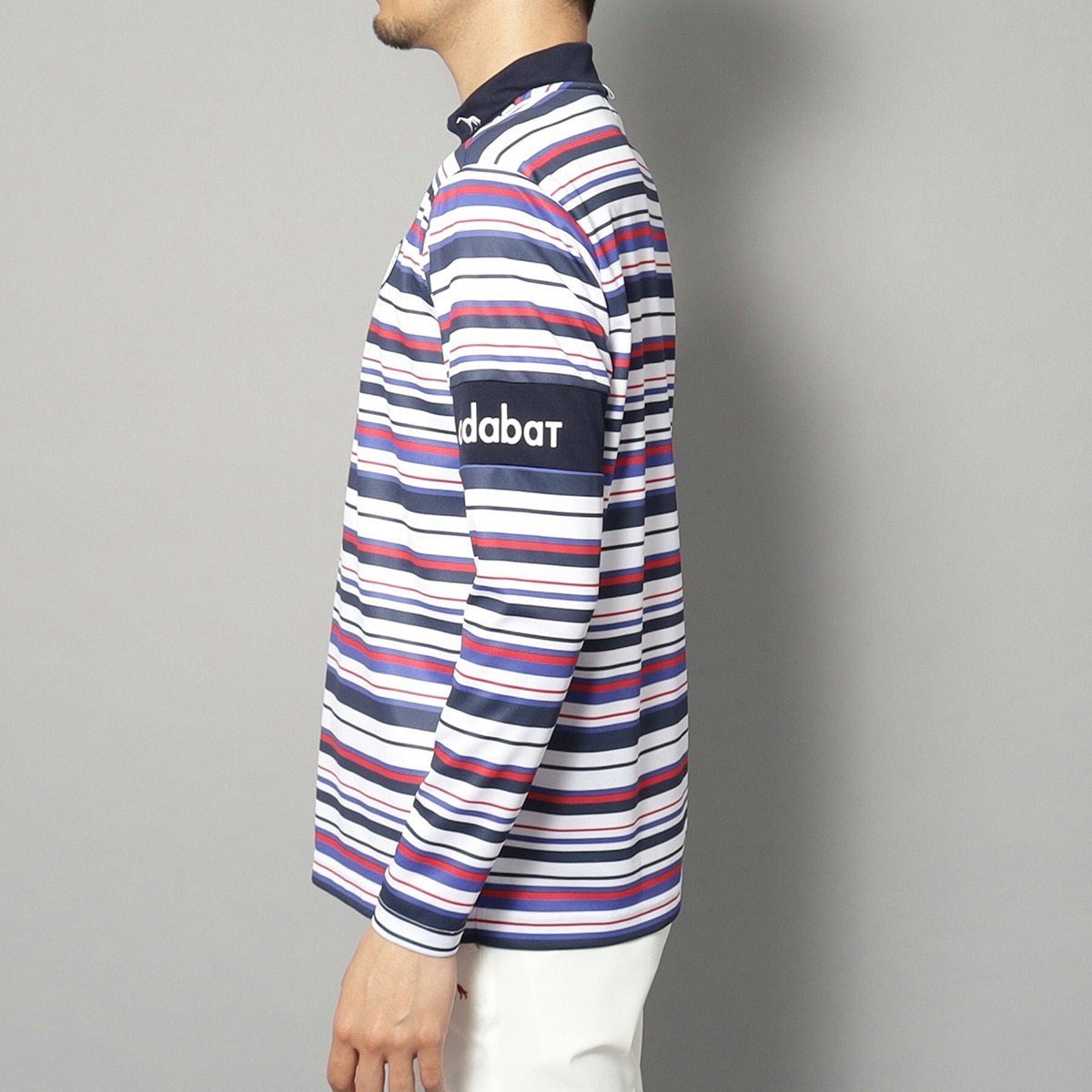 UVカット 吸水速乾 マルチボーダー モックネック長袖シャツ(長袖シャツ