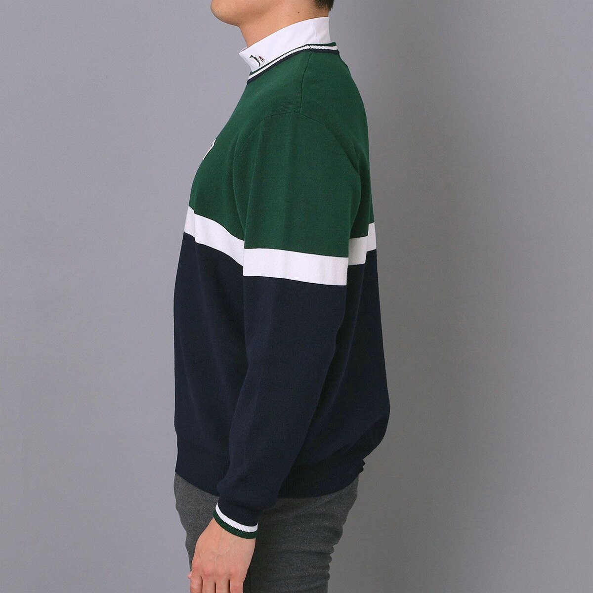 ストレッチ トリコロールクルーネックセーター(中間着(セーター