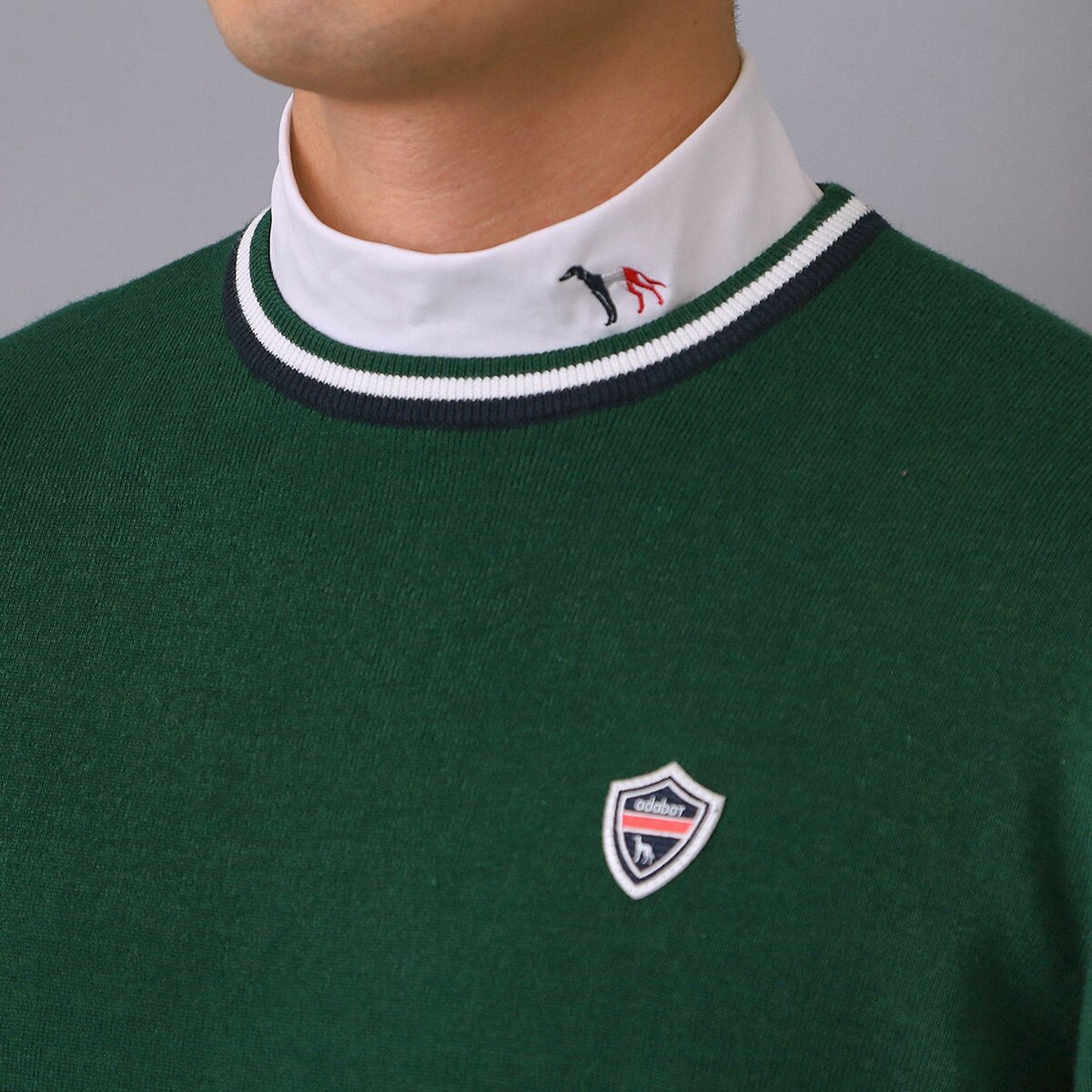 ストレッチ トリコロールクルーネックセーター(中間着(セーター