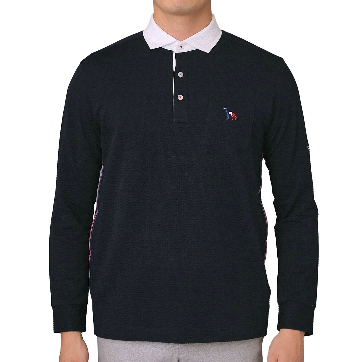 吸水速乾 サッカーストライプ長袖ポロシャツ(長袖シャツ・ポロシャツ