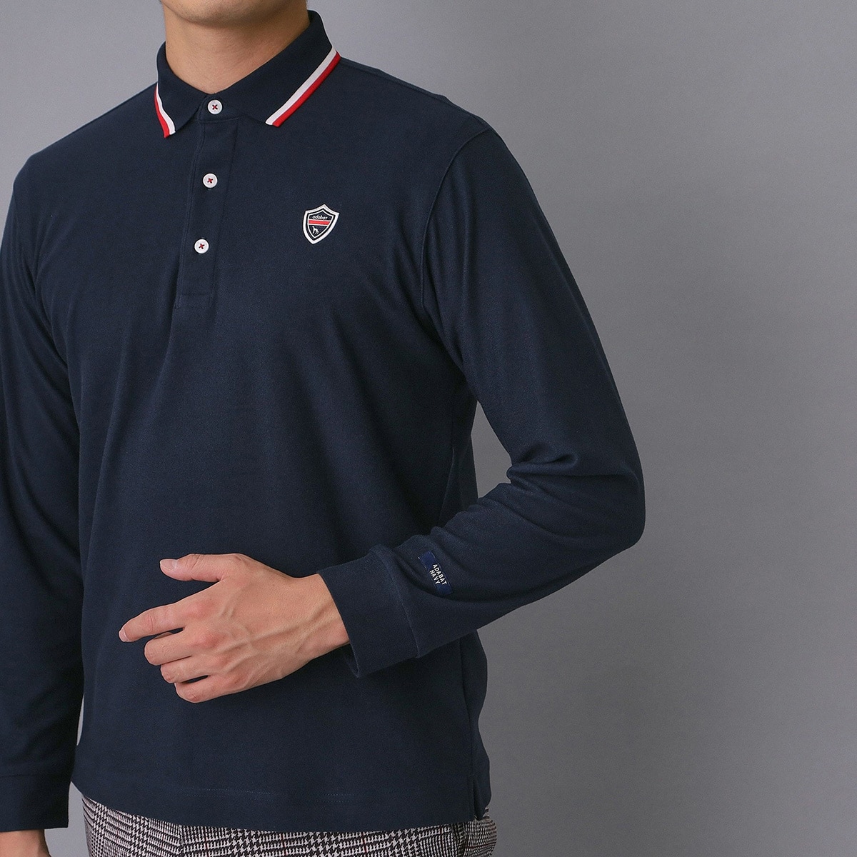 起毛ストレッチ長袖ポロシャツ(長袖シャツ・ポロシャツ)|ADABAT NAVY