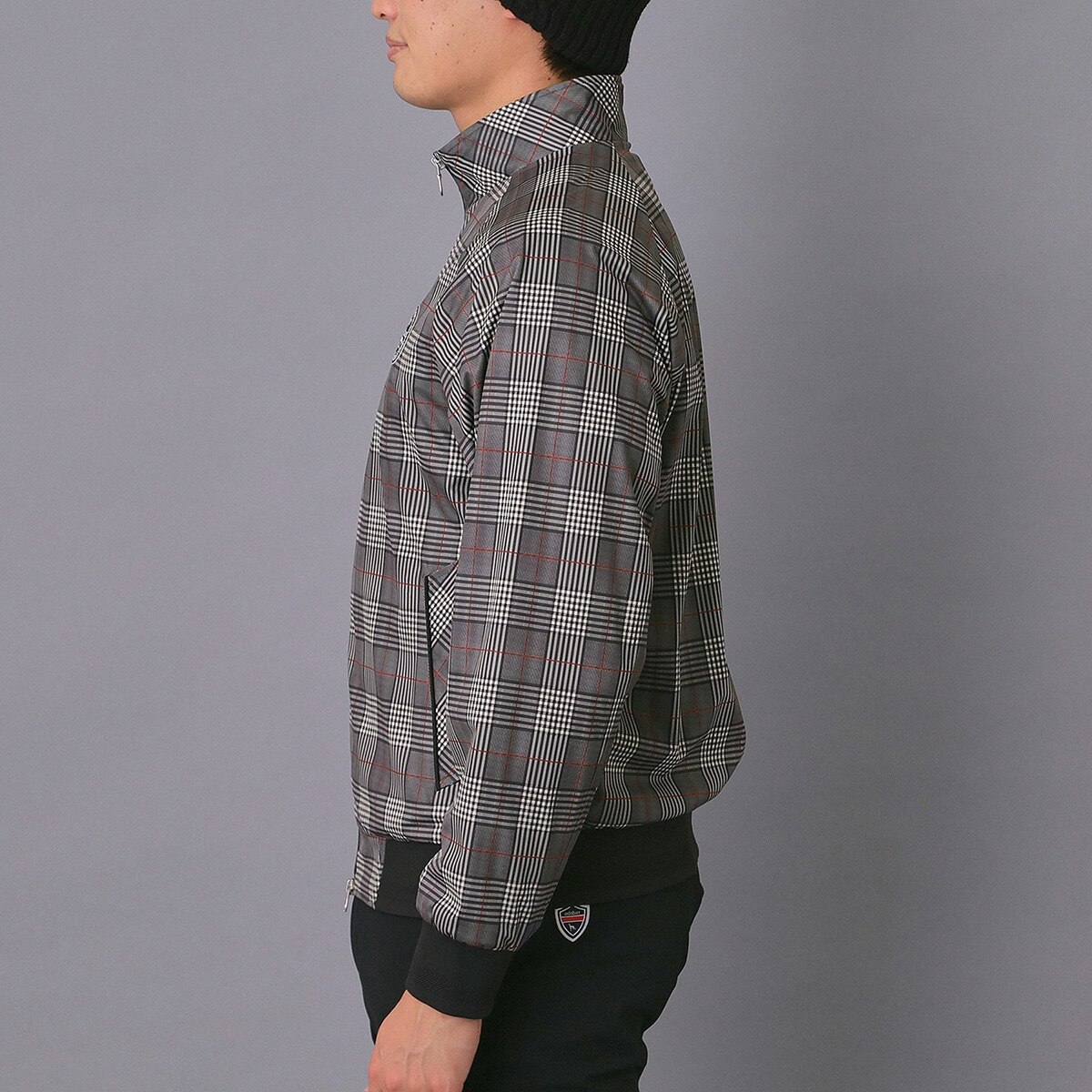 Stretch Water-Repellent Glen Check Blouson (Outerwear (Blouson