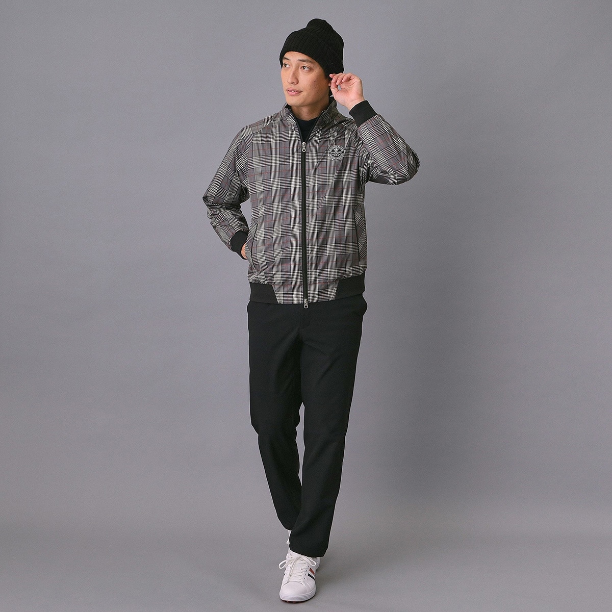 ストレッチ 撥水 グレンチェックブルゾン(アウター(ブルゾン、ウインド