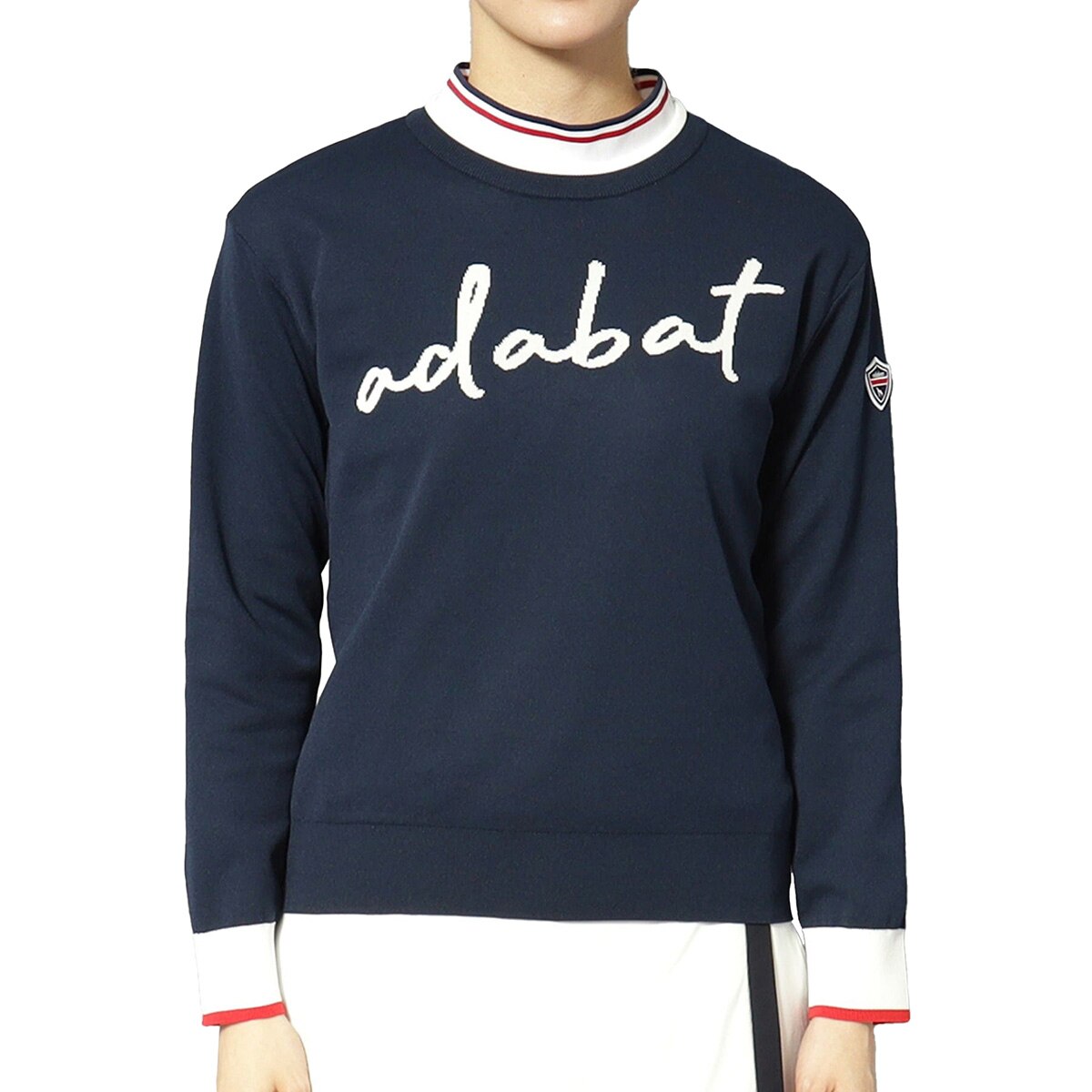 新品未使用 アダバット adabat ニットスカート ロゴ＆ドット 38 M アダバットサインロゴセーター レディス(中間着(セーター、トレーナー