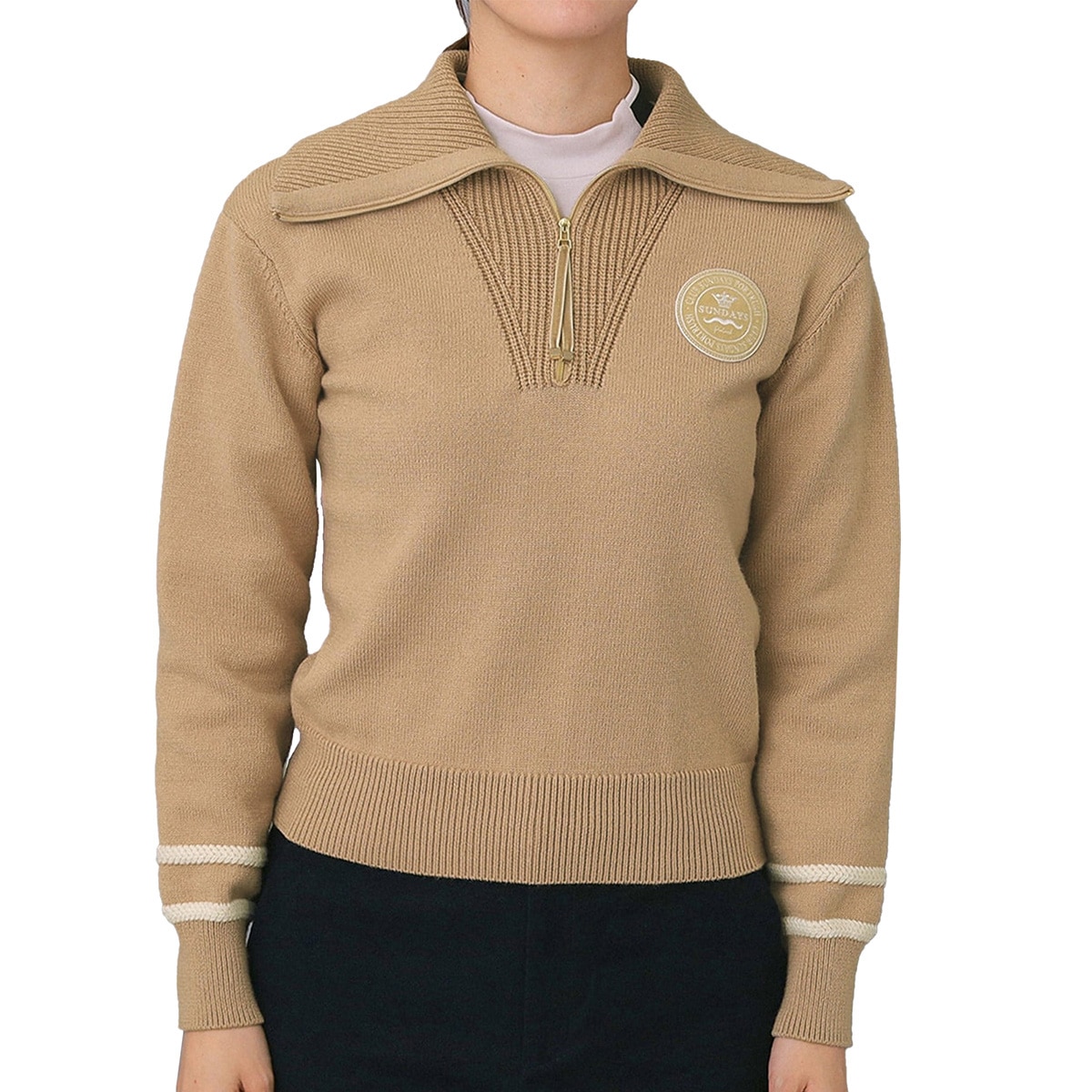 ハーフジップワイドカラーセーター レディス(中間着(セーター