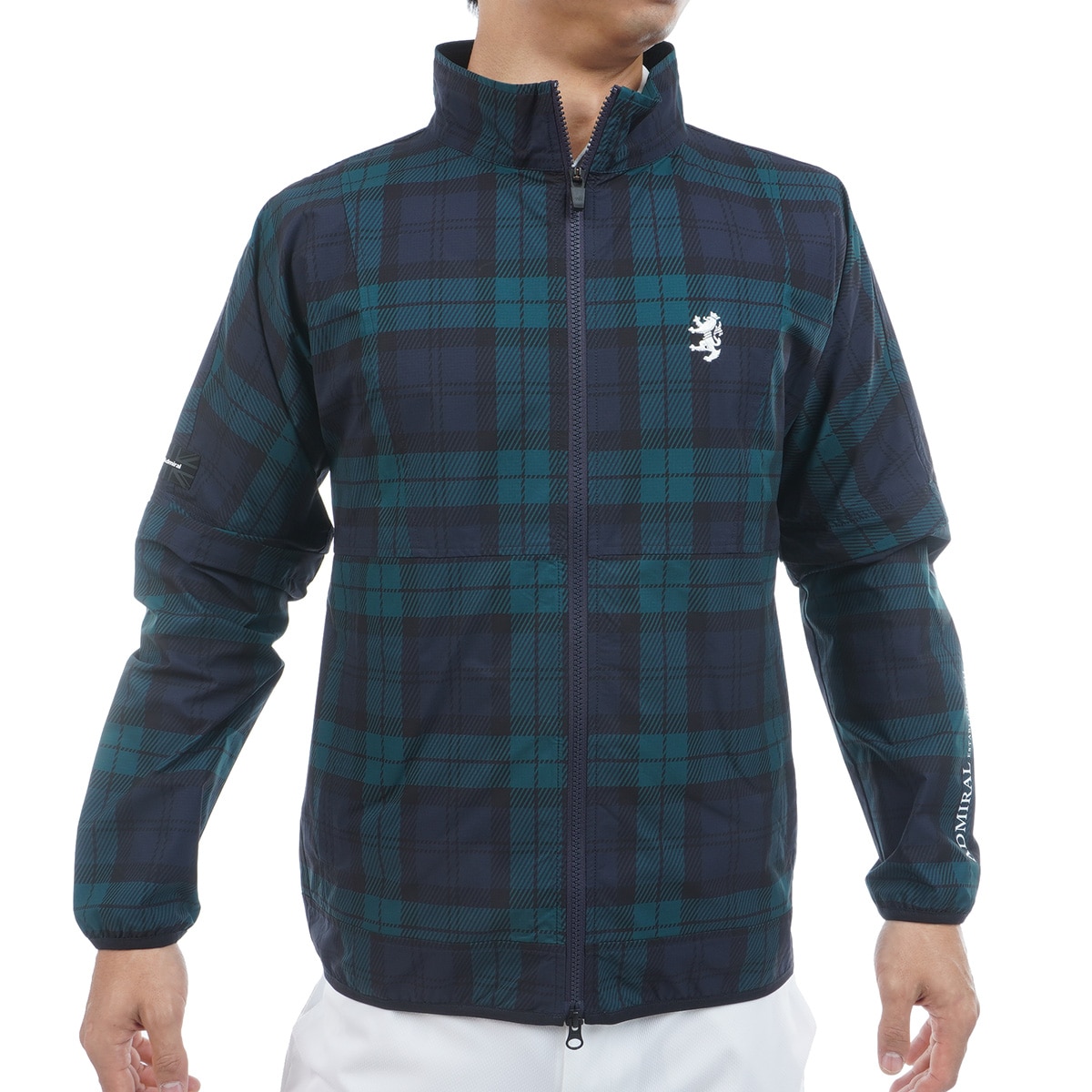 アドミラル ADMIRAL ゴルフ 2WAY キルトジャケット チェック XL ネイビー グリーン ADMA796 メンズ ストレッチ 2WAY ウインドジャケット(アウター(ブルゾン、ウインド