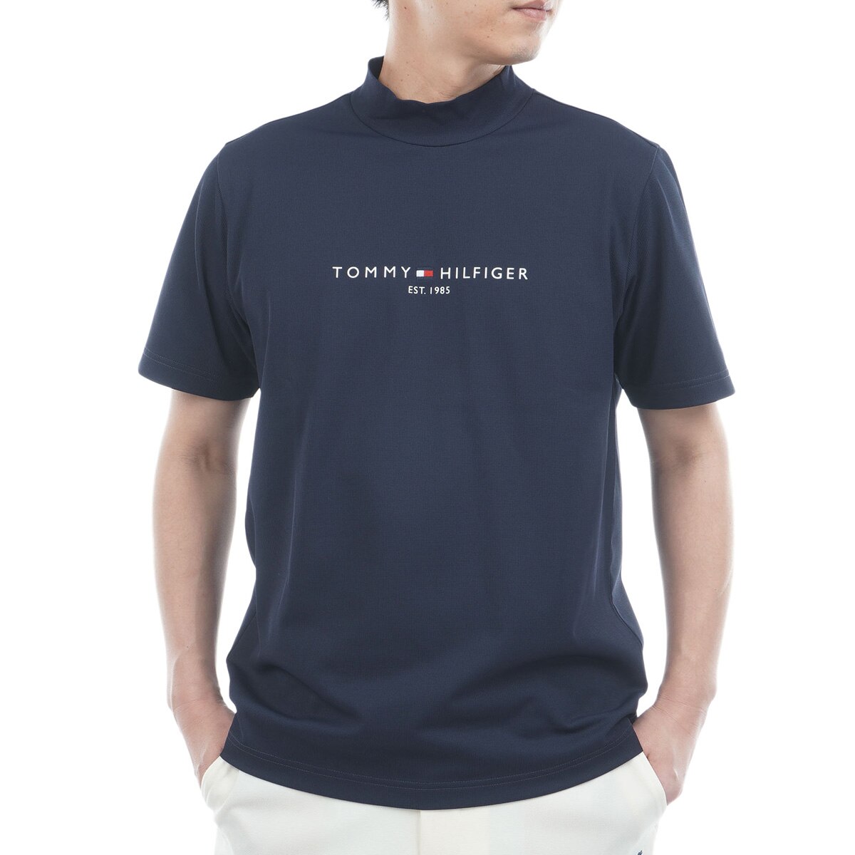 ストレッチ レイブロックワッフル モックネック半袖シャツ(半袖シャツ