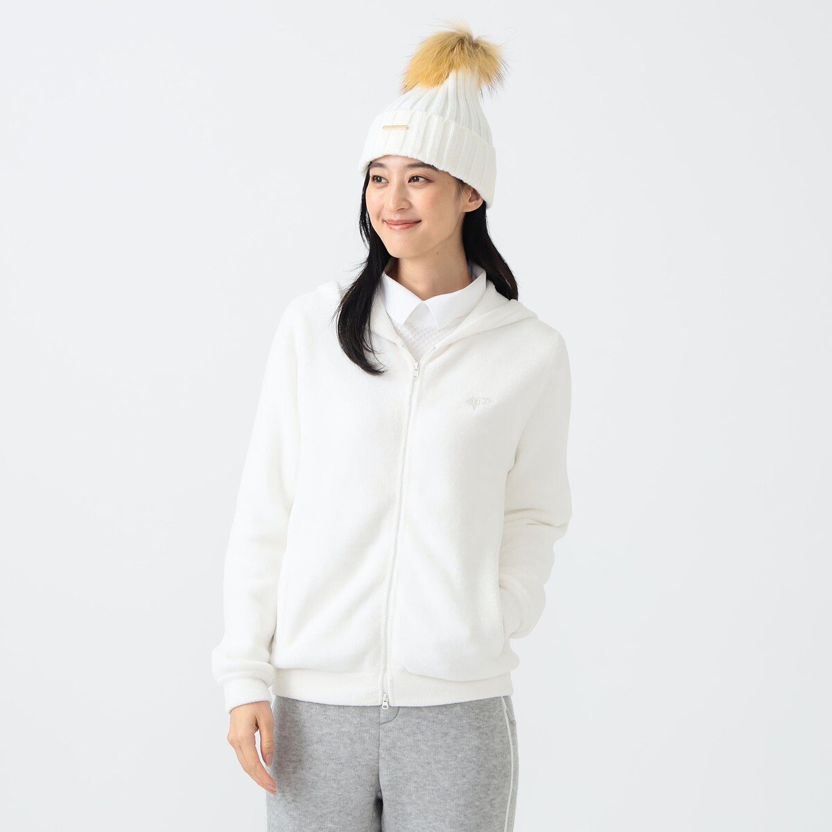 PURPLE LABEL パイル編み ニット フルジップ パーカー レディス(中間着