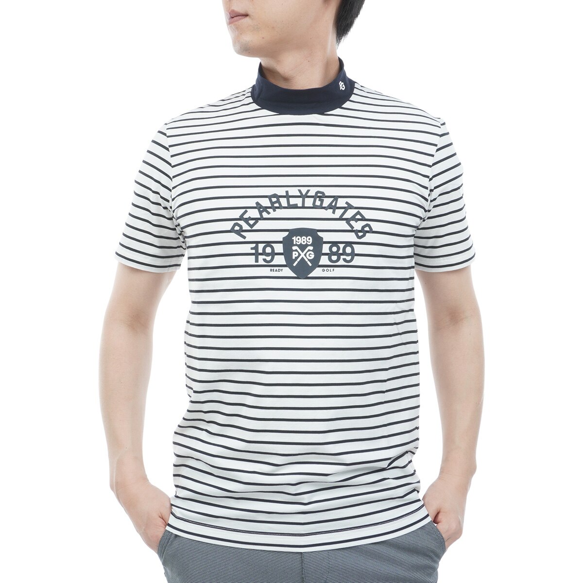 口コミ・評価｜ボーダー柄 ベア鹿の子 モックネック半袖シャツ（半袖