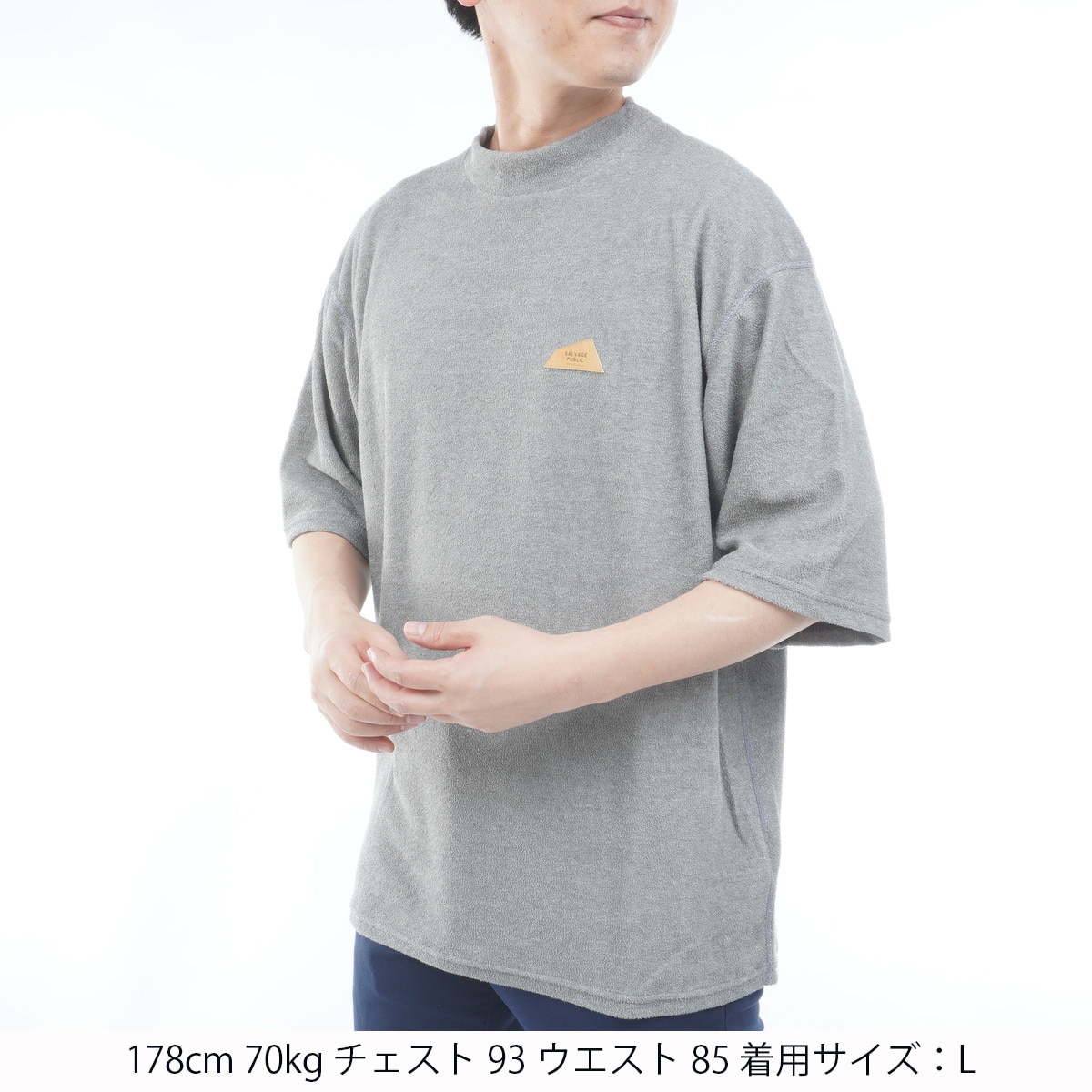 DH Leather patch 3.6パイルモックネック半袖シャツ(半袖シャツ