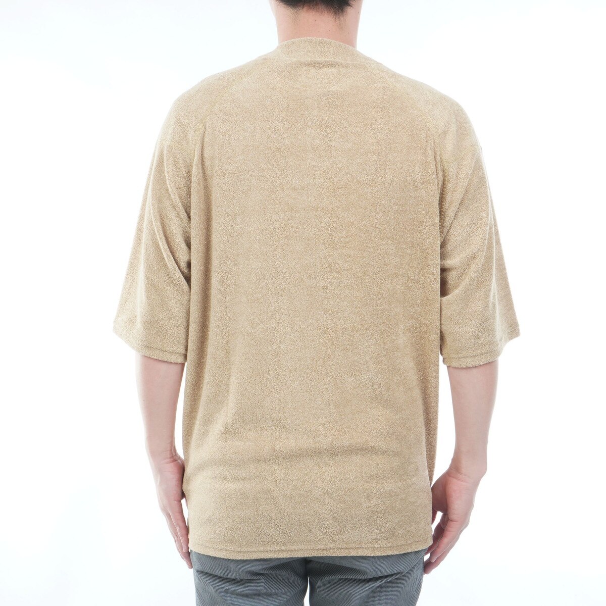 CPG GOLF メンズ パイル 半袖 シャツ ベージュ DH Leather patch 3.6パイルモックネック半袖シャツ(半袖シャツ