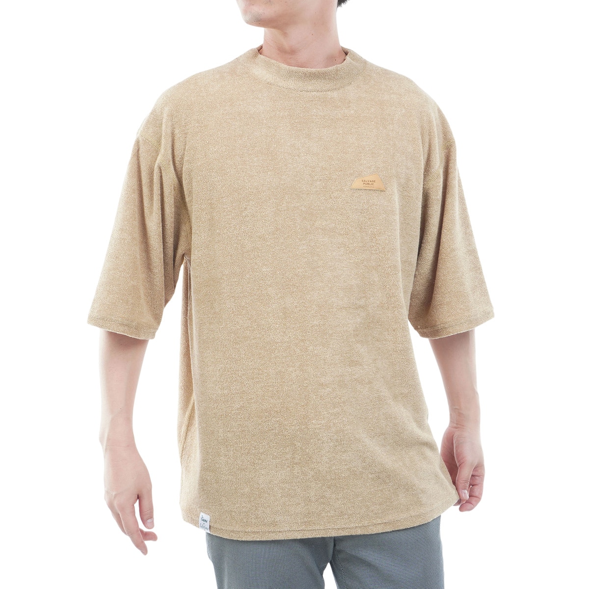 DH Leather patch 3.6パイルモックネック半袖シャツ(半袖シャツ