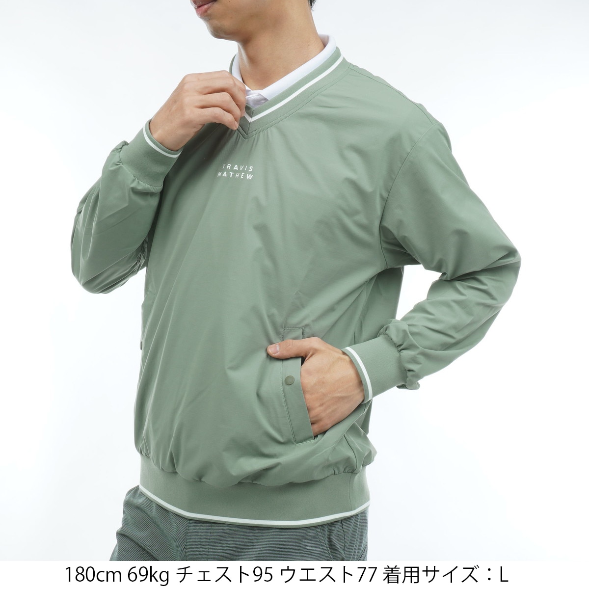 ストレッチ Vネックスニードジャケット(アウター(ブルゾン、ウインド