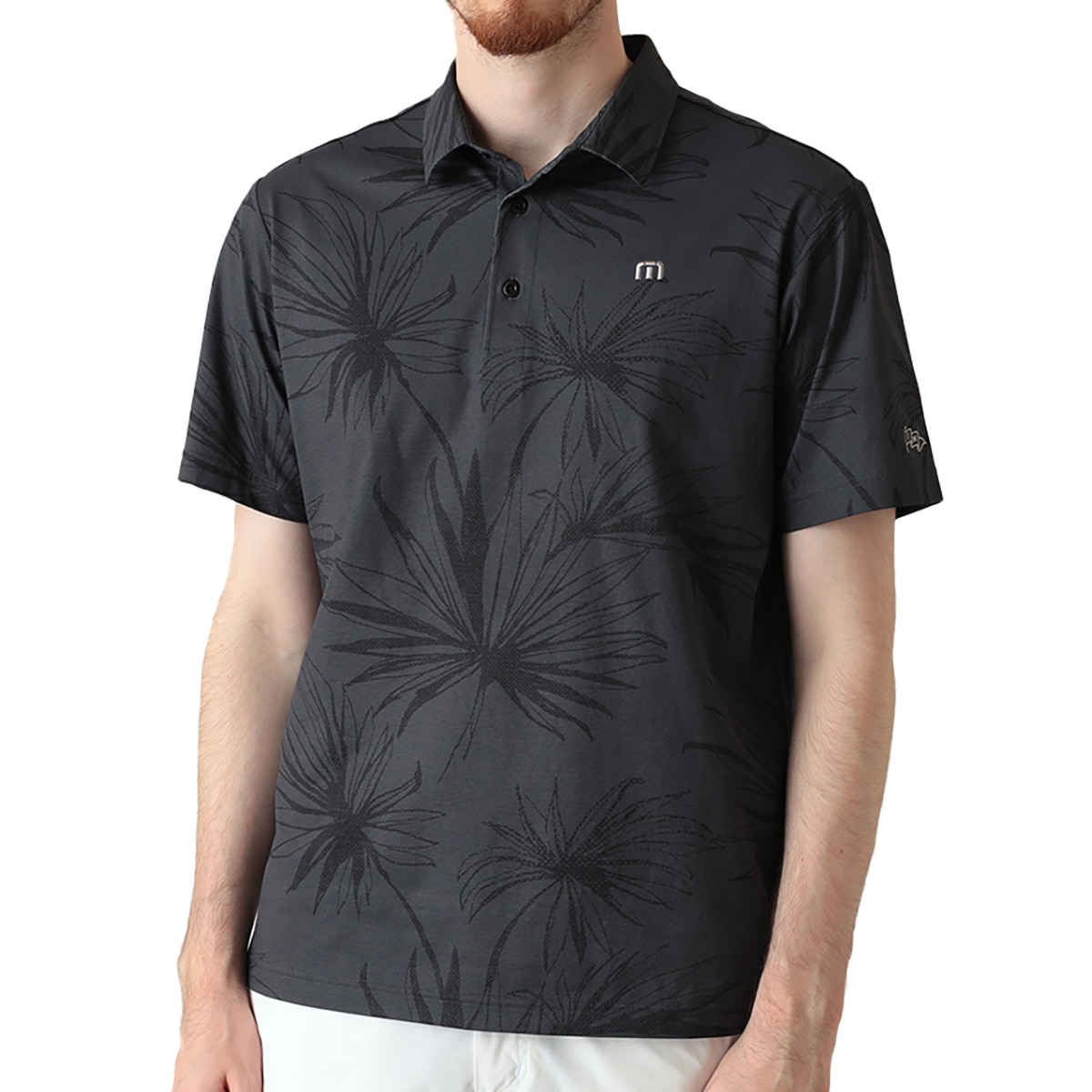 ストレッチ フローラルプリント半袖ポロシャツ(半袖シャツ・ポロシャツ