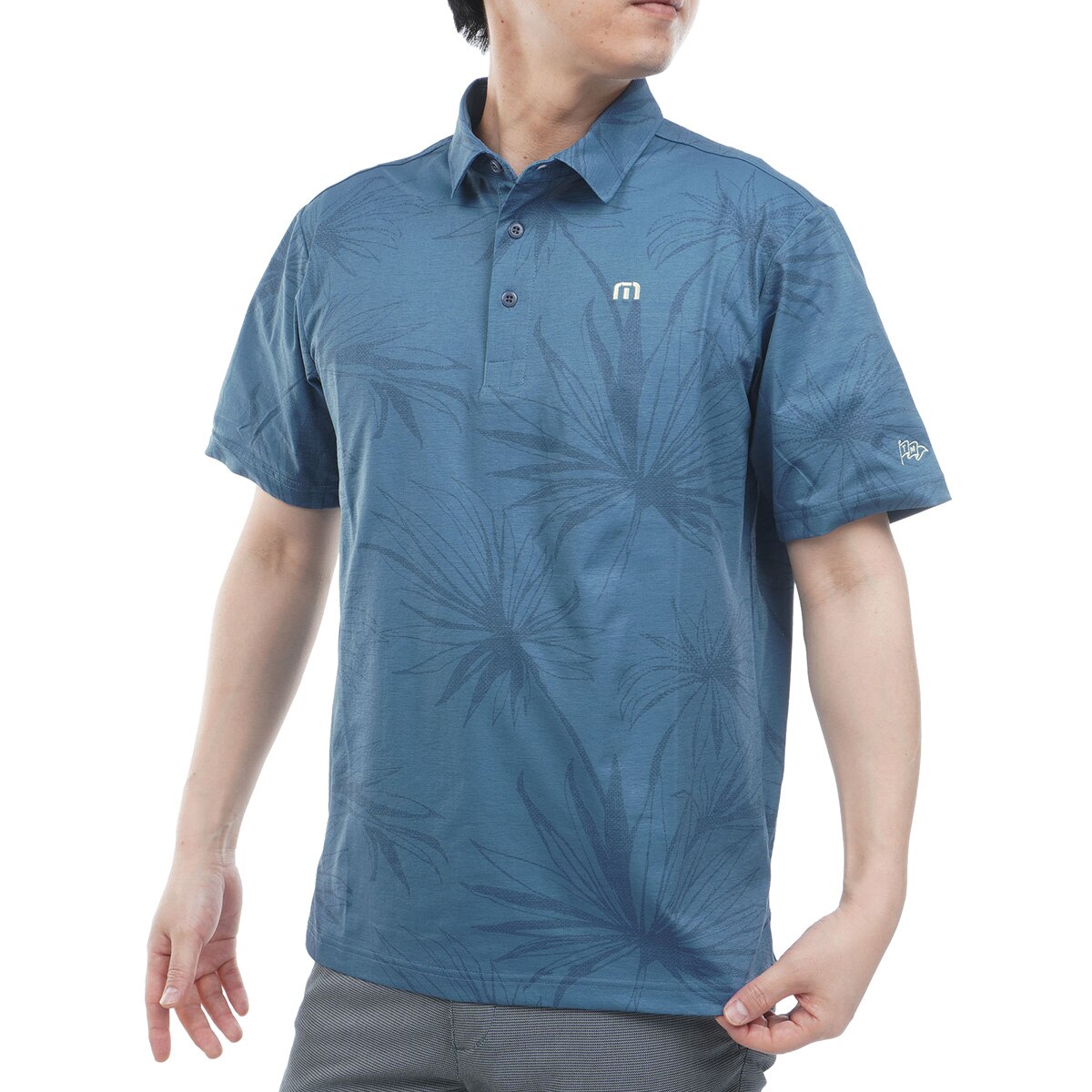 ストレッチ フローラルプリント半袖ポロシャツ(半袖シャツ・ポロシャツ