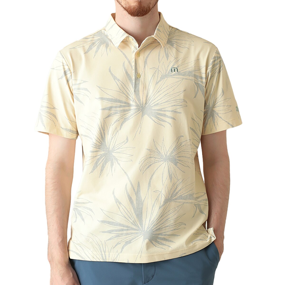 ストレッチ フローラルプリント半袖ポロシャツ(半袖シャツ・ポロシャツ