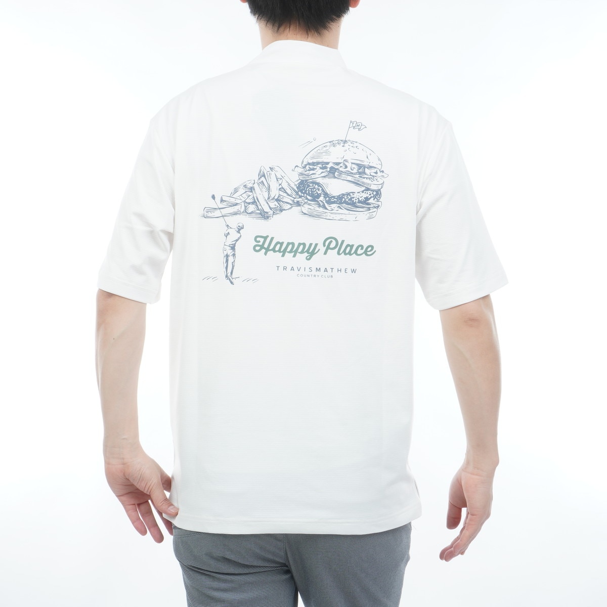 カラット(R)バックプリントリラックスモックネック半袖シャツ(半袖