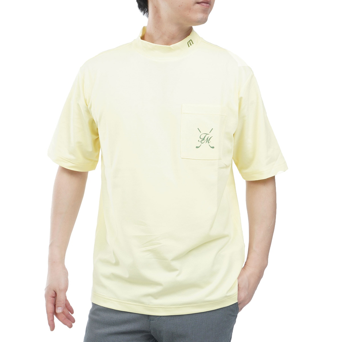 カラット(R)バックプリントリラックスモックネック半袖シャツ(半袖