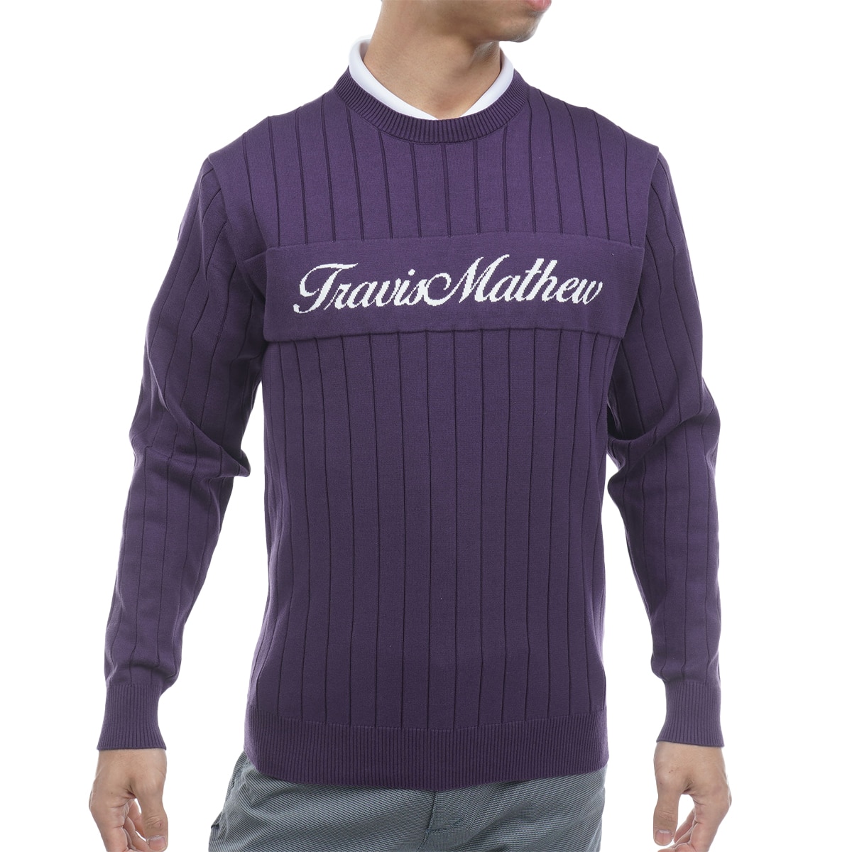 ワイドリブクルーネックセーター(中間着(セーター、トレーナー