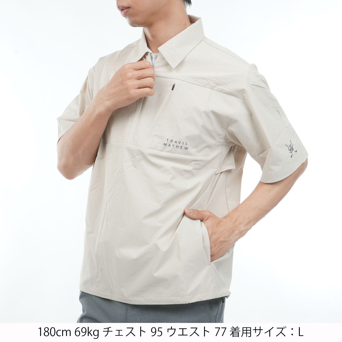 リップストップ半袖クォータージップジャケット(アウター(ブルゾン