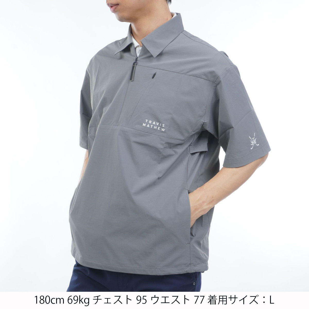 リップストップ半袖クォータージップジャケット(アウター(ブルゾン