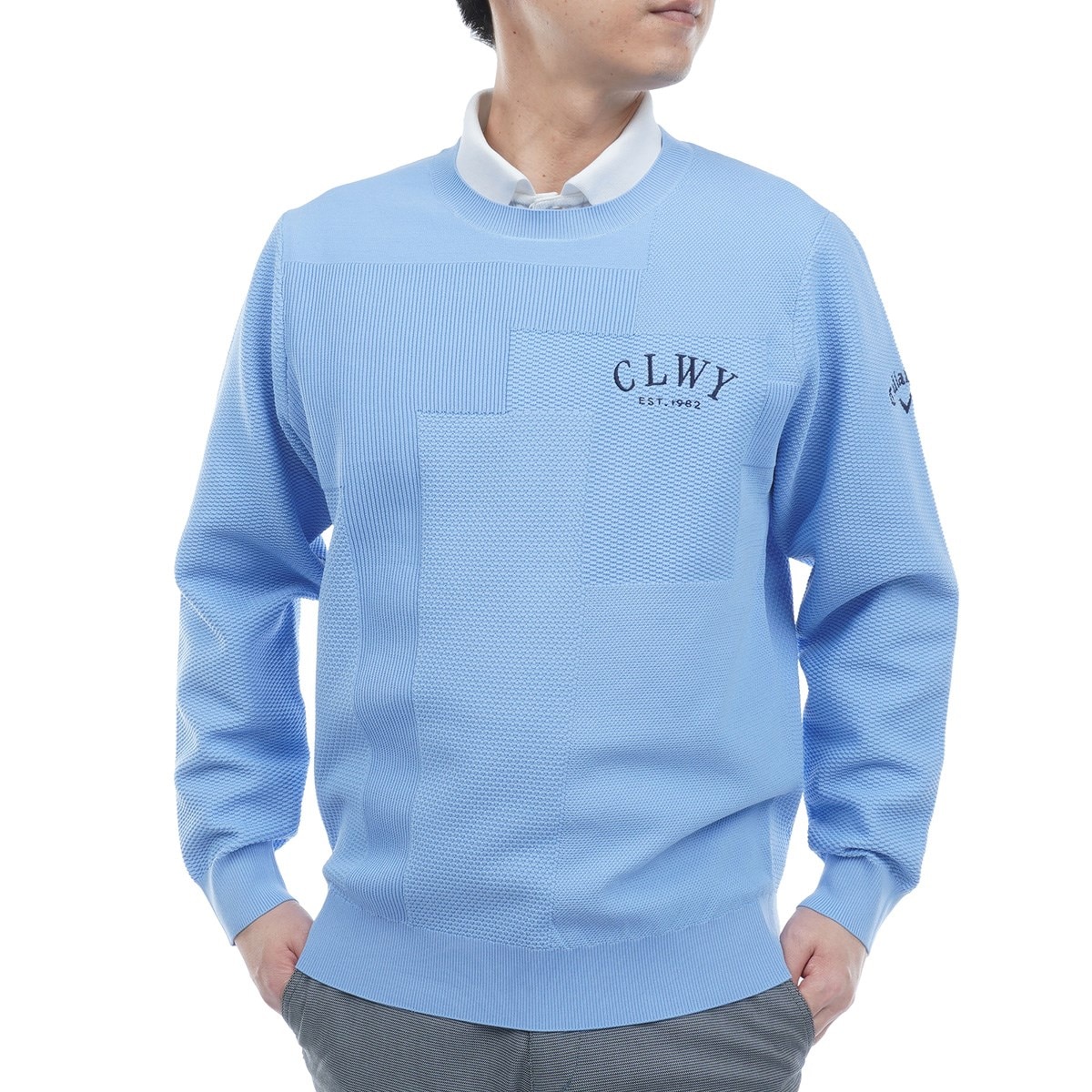 リンクス編みクルーネックセーター(中間着(セーター、トレーナー