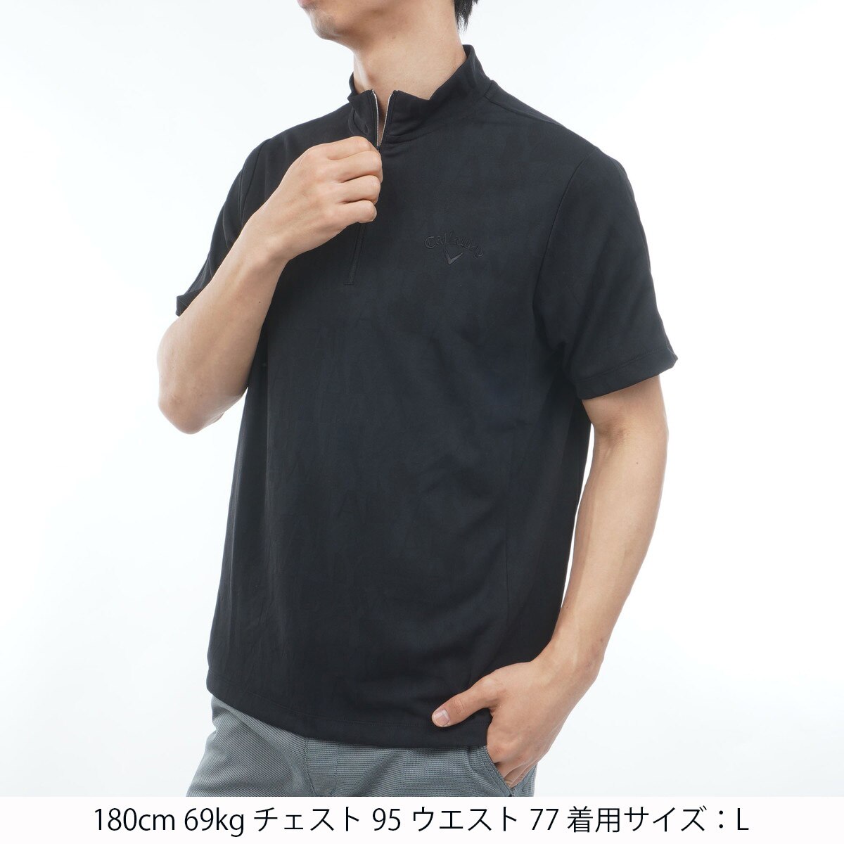 ロゴジャカードハーフジップモックネック半袖シャツ(半袖シャツ