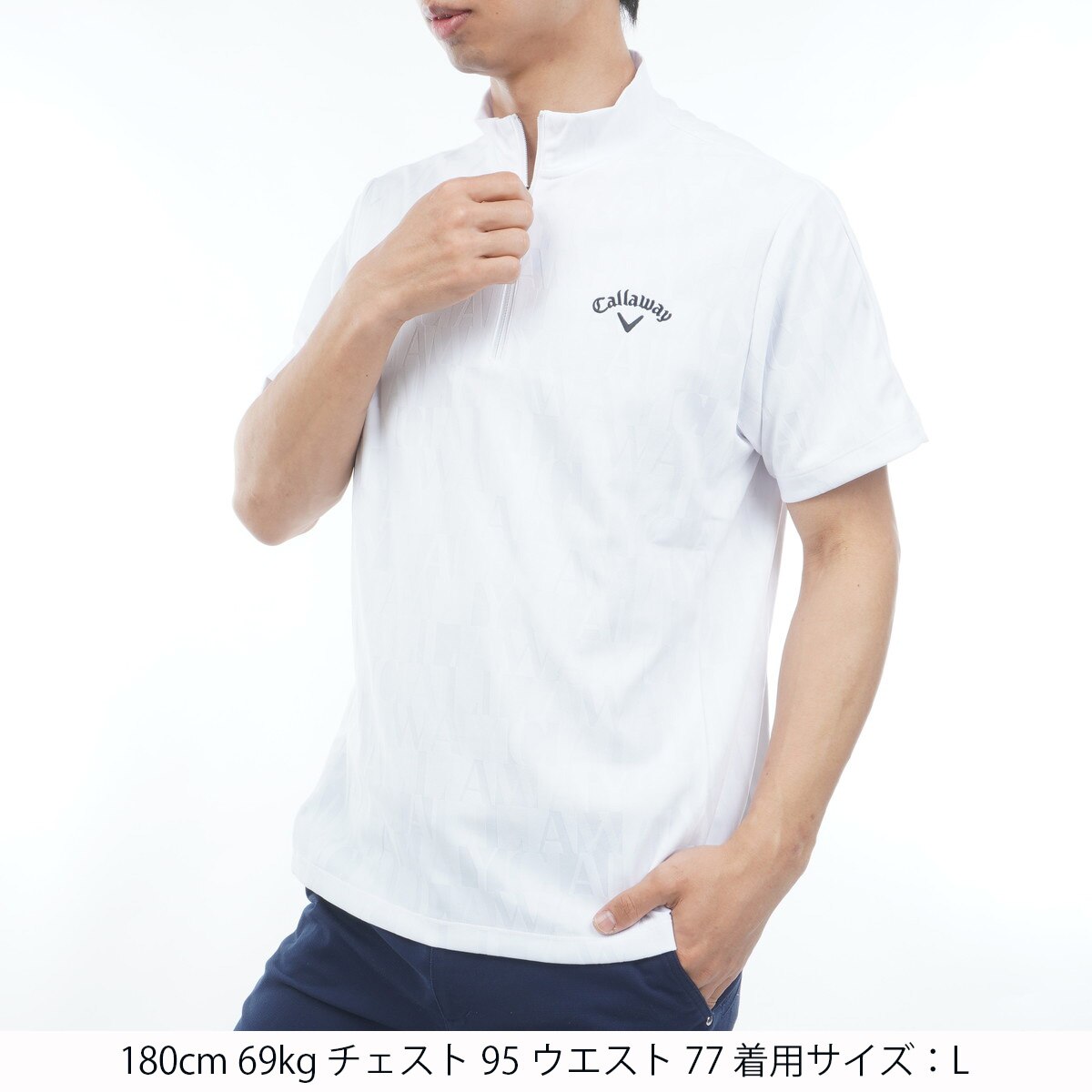 ロゴジャカードハーフジップモックネック半袖シャツ(半袖シャツ