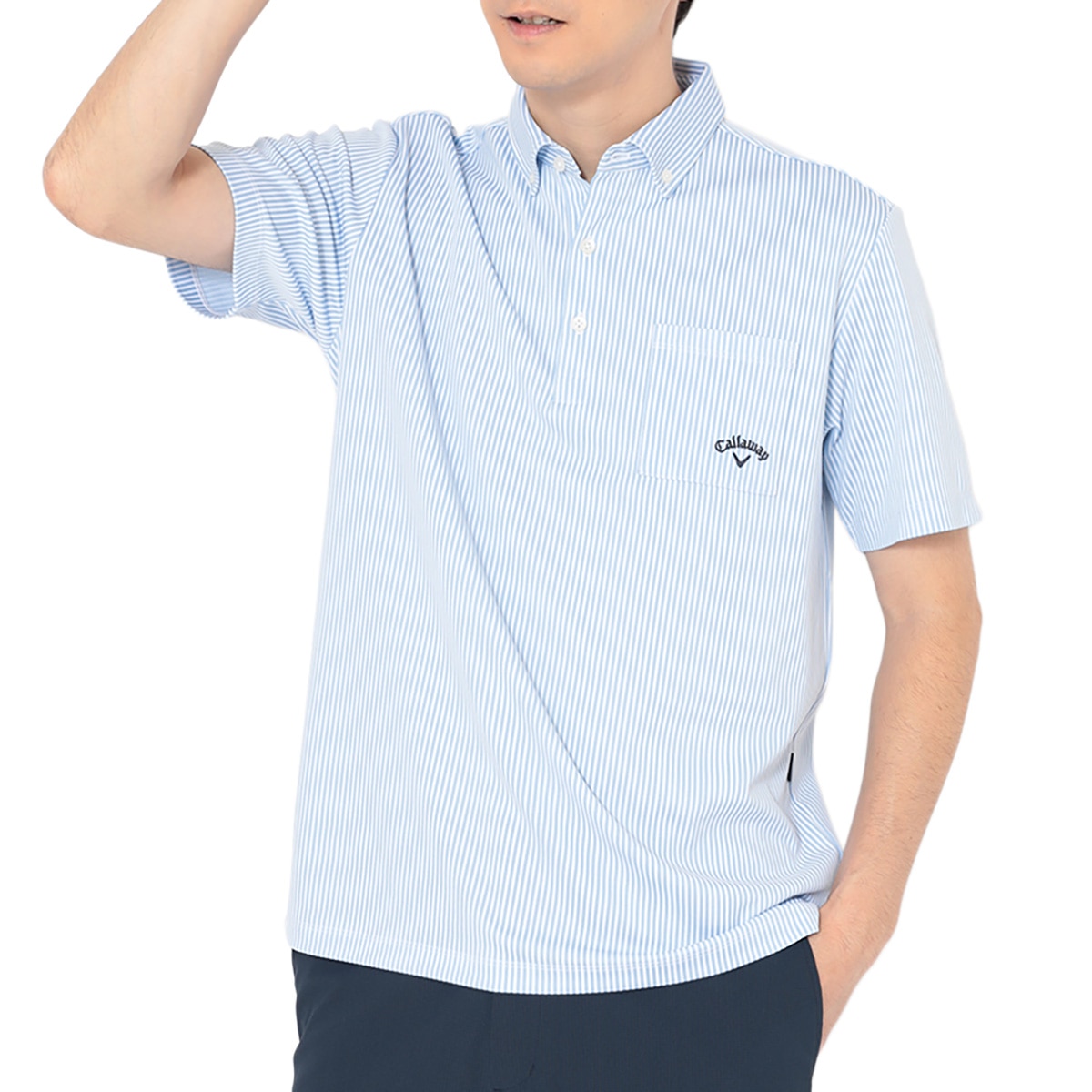 ストライプジャカードボタンダウン半袖シャツ(半袖シャツ・ポロシャツ