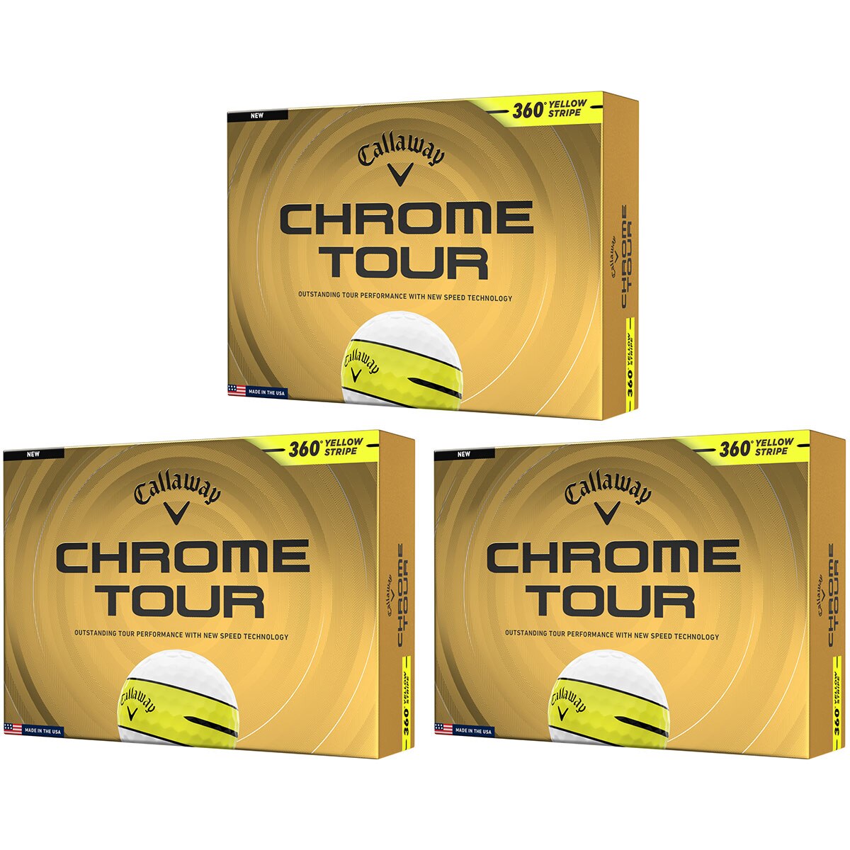 CHROME TOUR 360 イエローストライプ ボール 3ダースセット(ボール