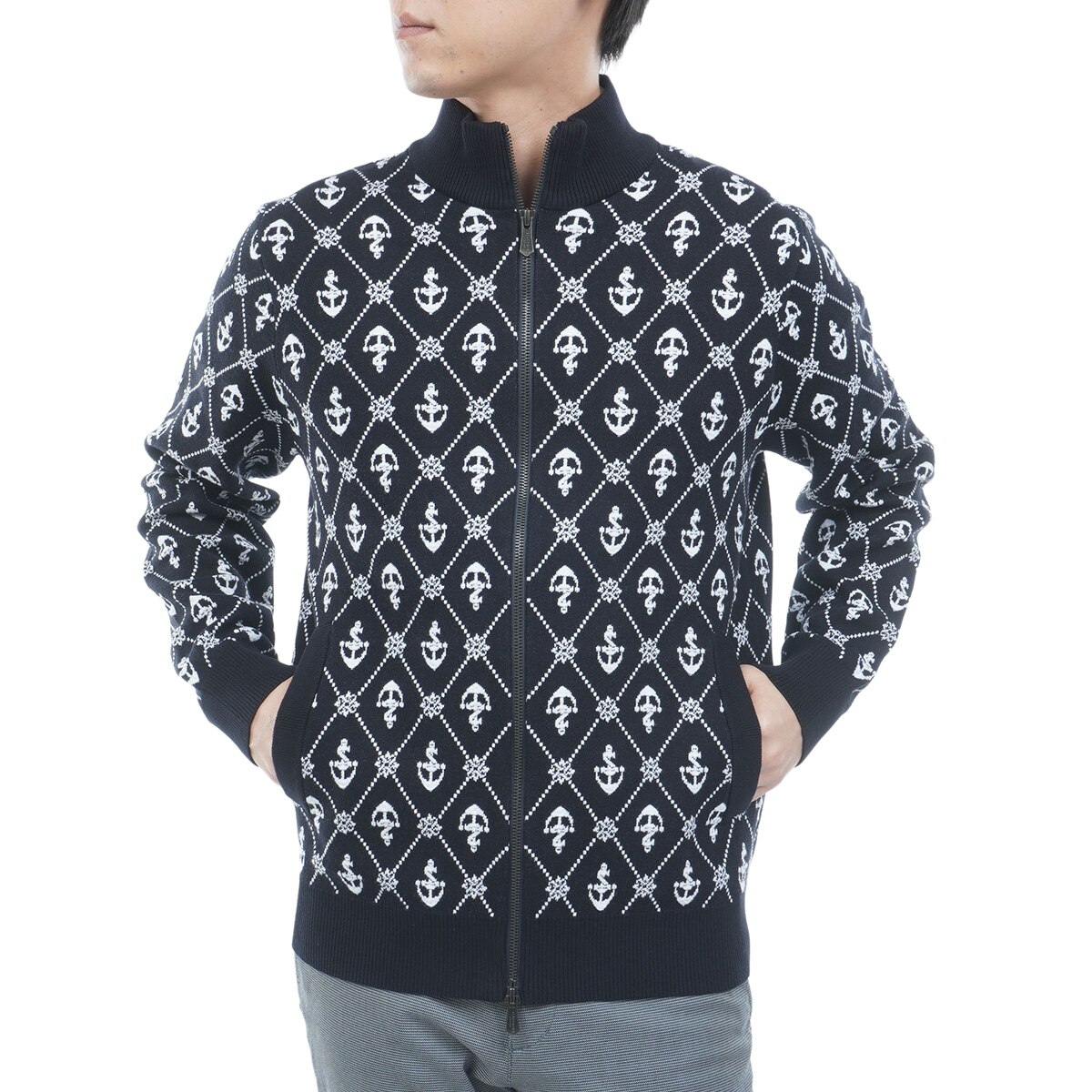 セール・アウトレット】アンカージャカードニットブルゾン(アウター