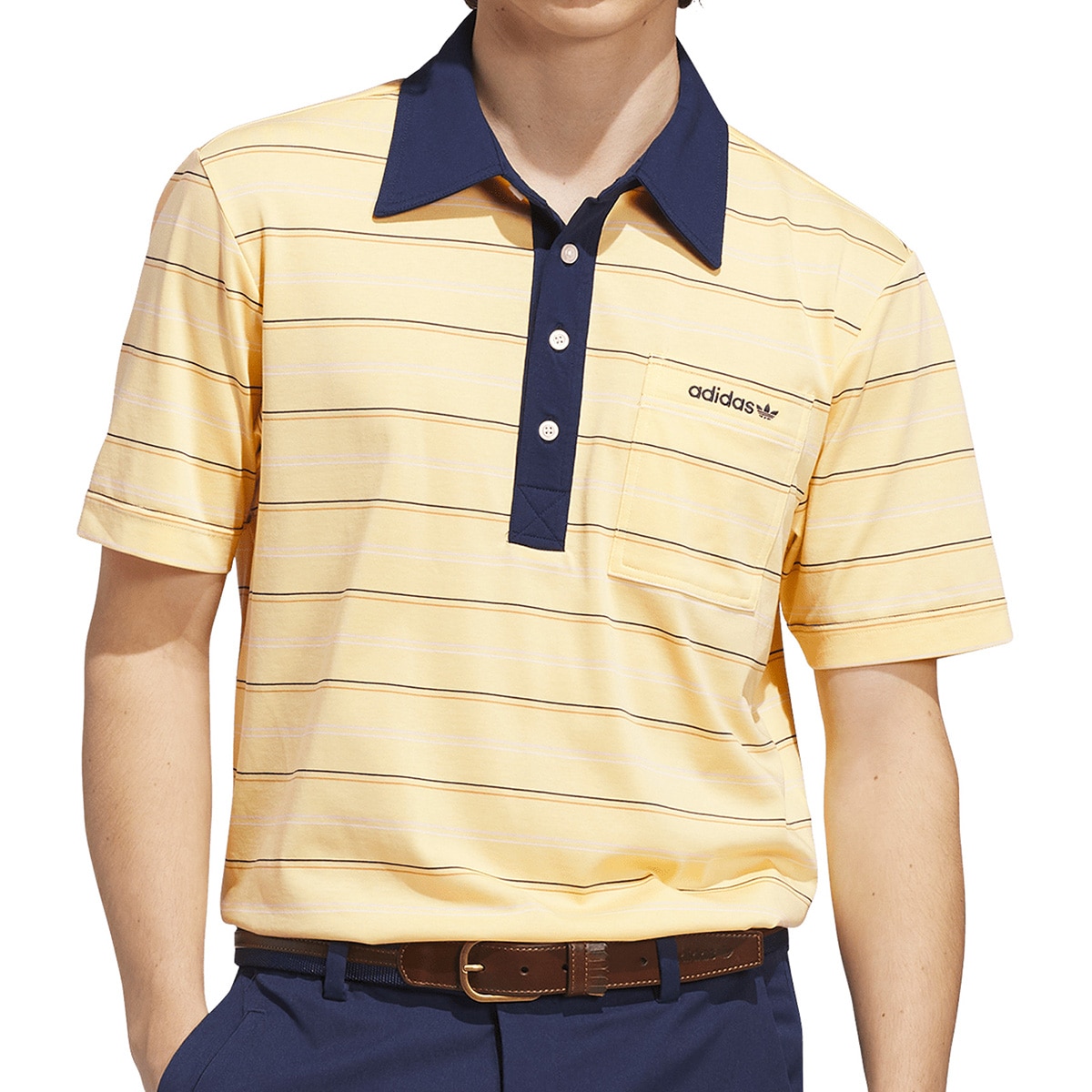 アーカイブ ストライプ チェストポケット 半袖ポロシャツ(半袖シャツ