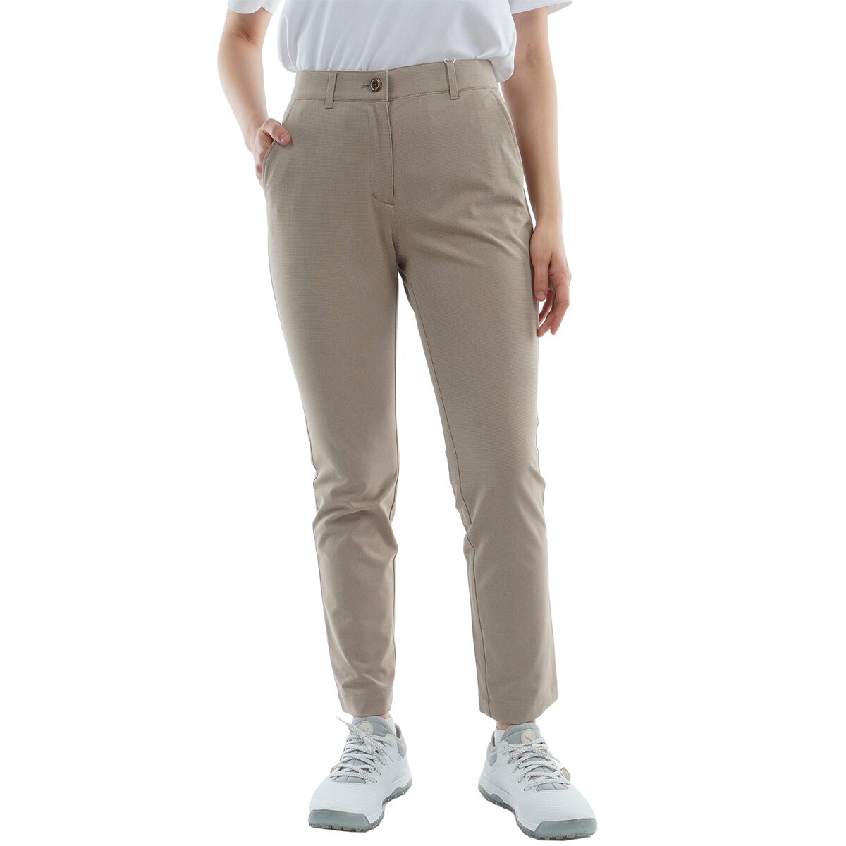 ストレッチハウンドトゥース地柄パンツ レディス(ロングパンツ