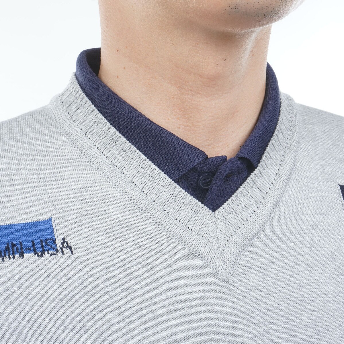 飛びロゴインターシャVネックニットベスト(ベスト)|Munsingwear
