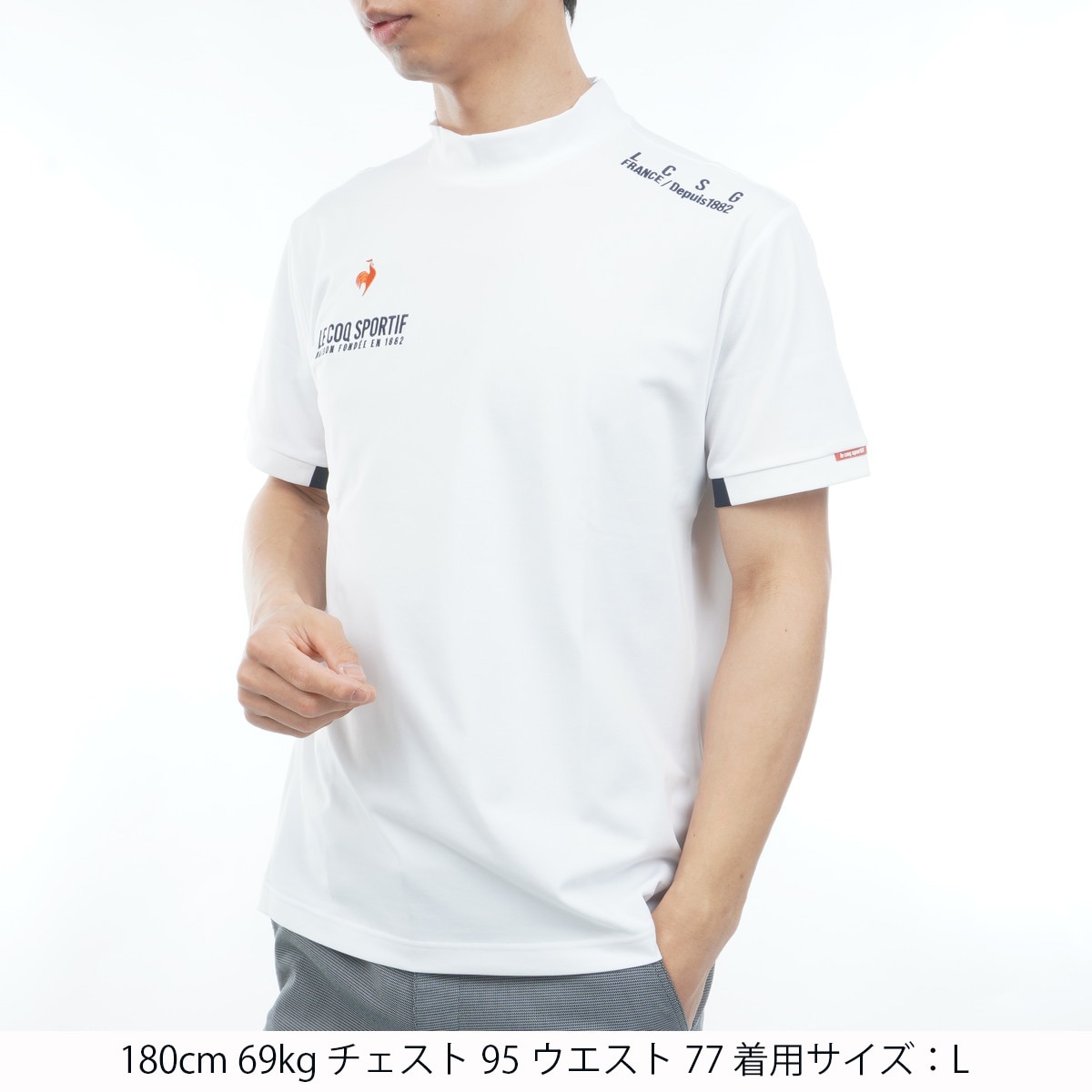 ストレッチ マーキングデザイン モックネック半袖シャツ(半袖シャツ