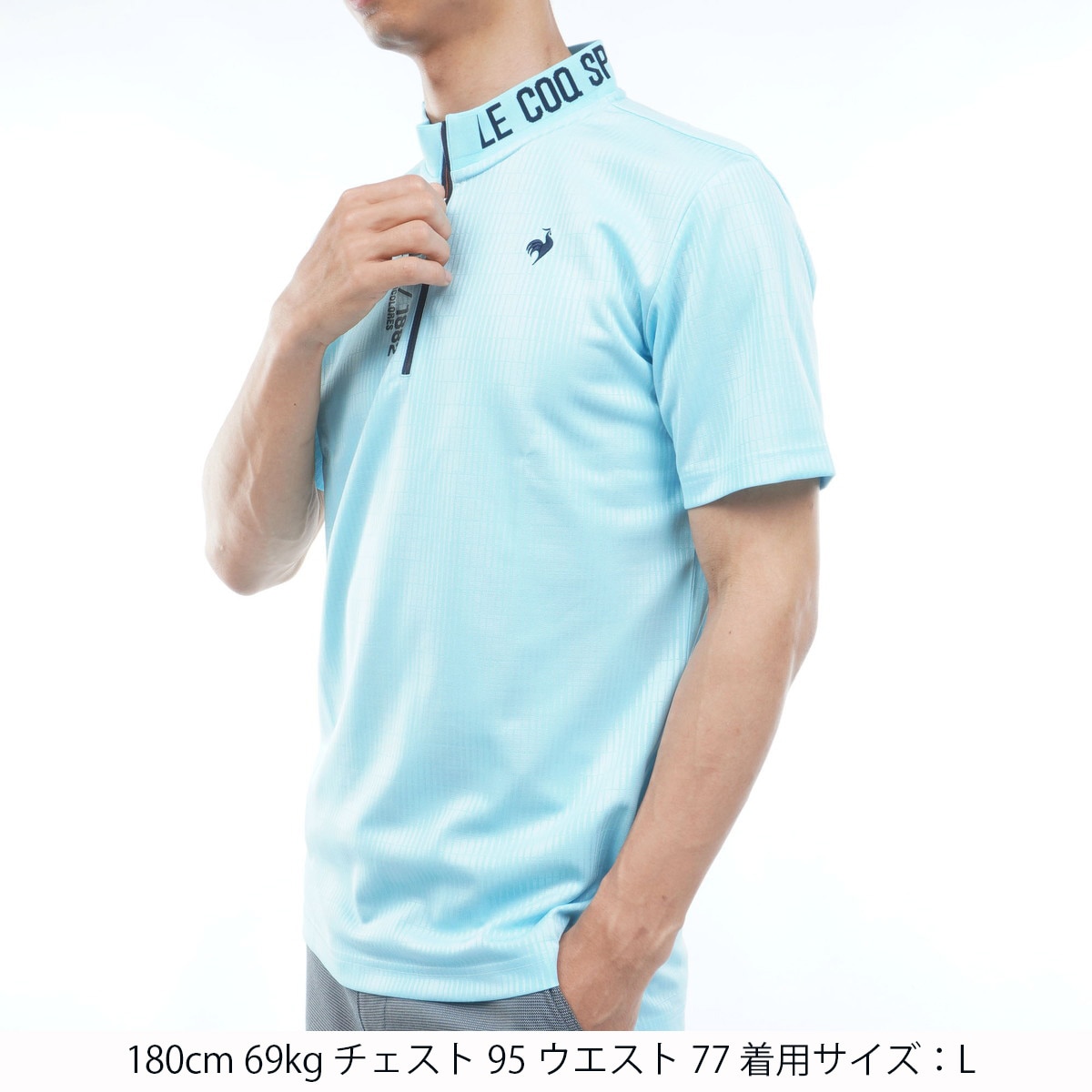 ストレッチ ストライプジャカード ハーフジップ半袖シャツ(半袖シャツ