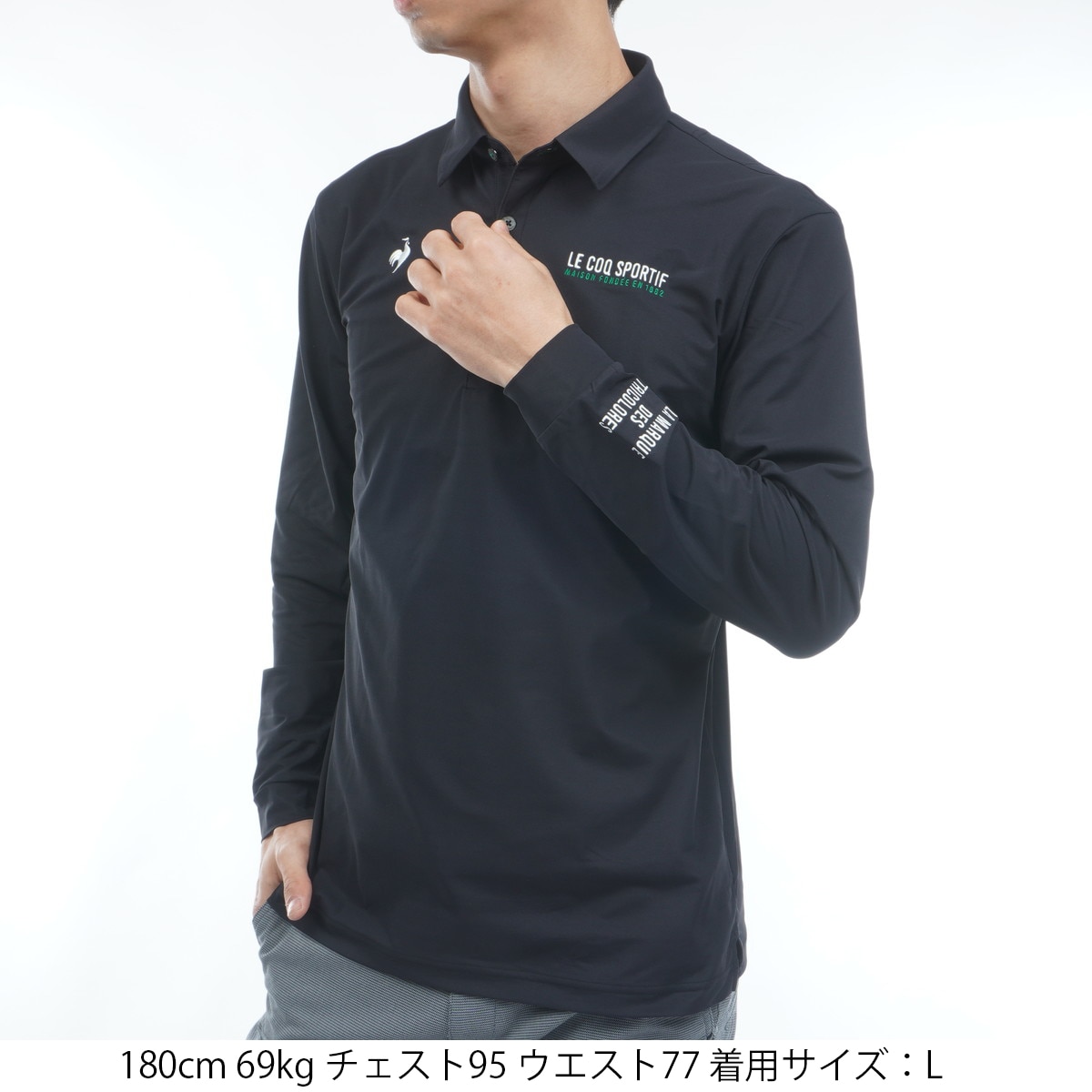 ストレッチ マーキングデザイン長袖ポロシャツ(長袖シャツ・ポロシャツ