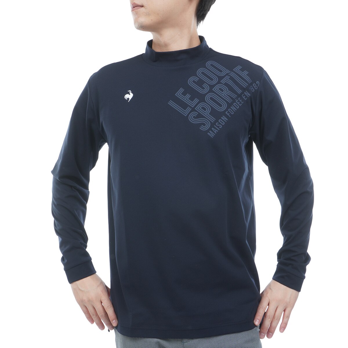 ストレッチ ロゴプリント モックネック長袖シャツ(長袖シャツ