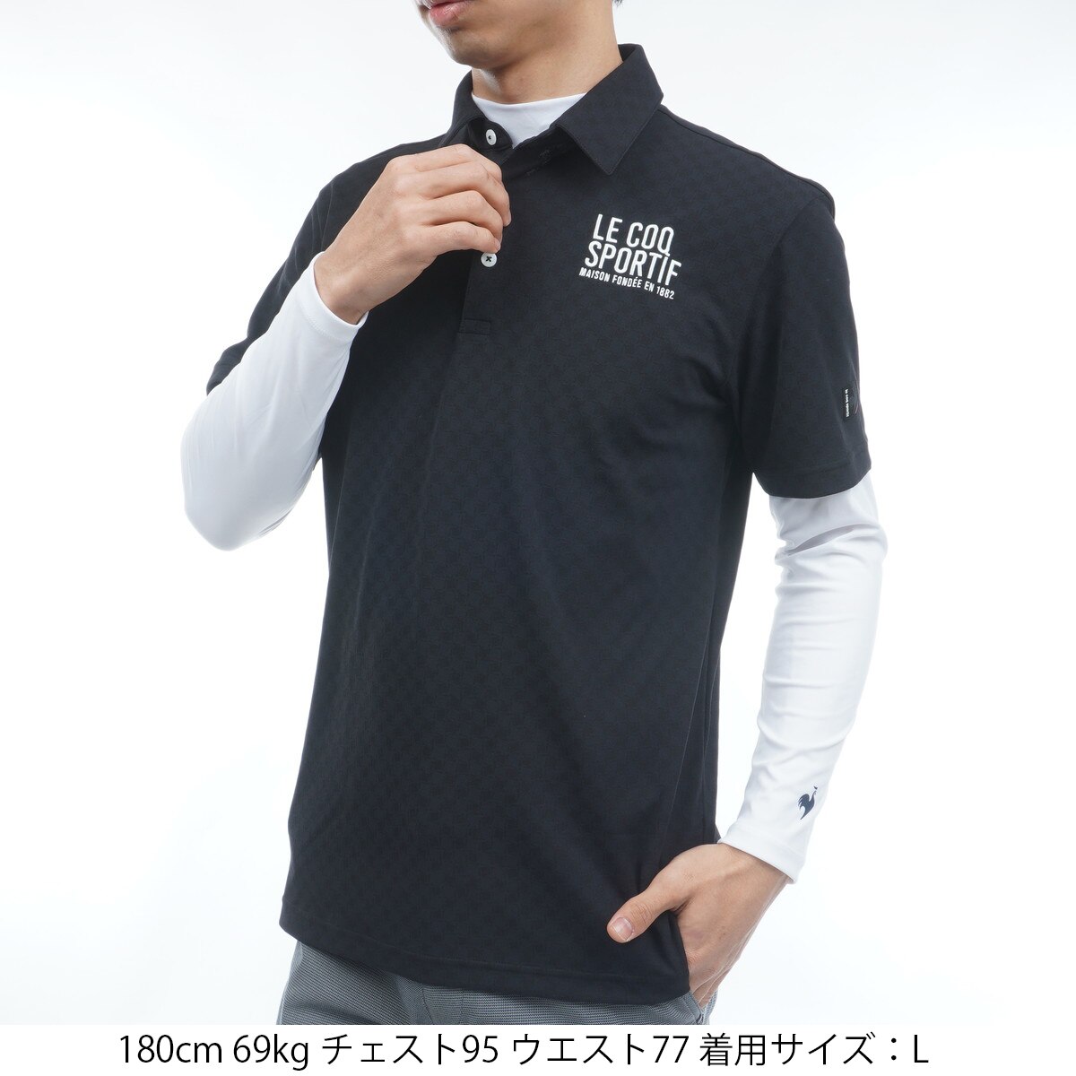 ストレッチ 3WAYチェックジャカード半袖ポロシャツ＆長袖アンダー