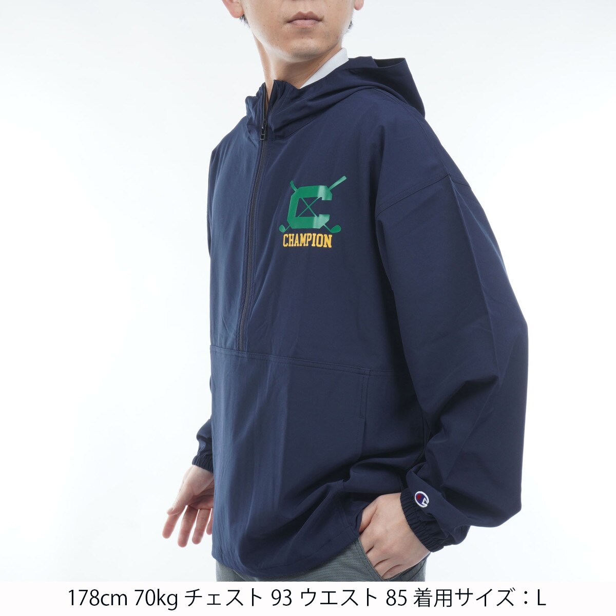 ストレッチ タフタ リラックスフィット ハーフジップジャケット