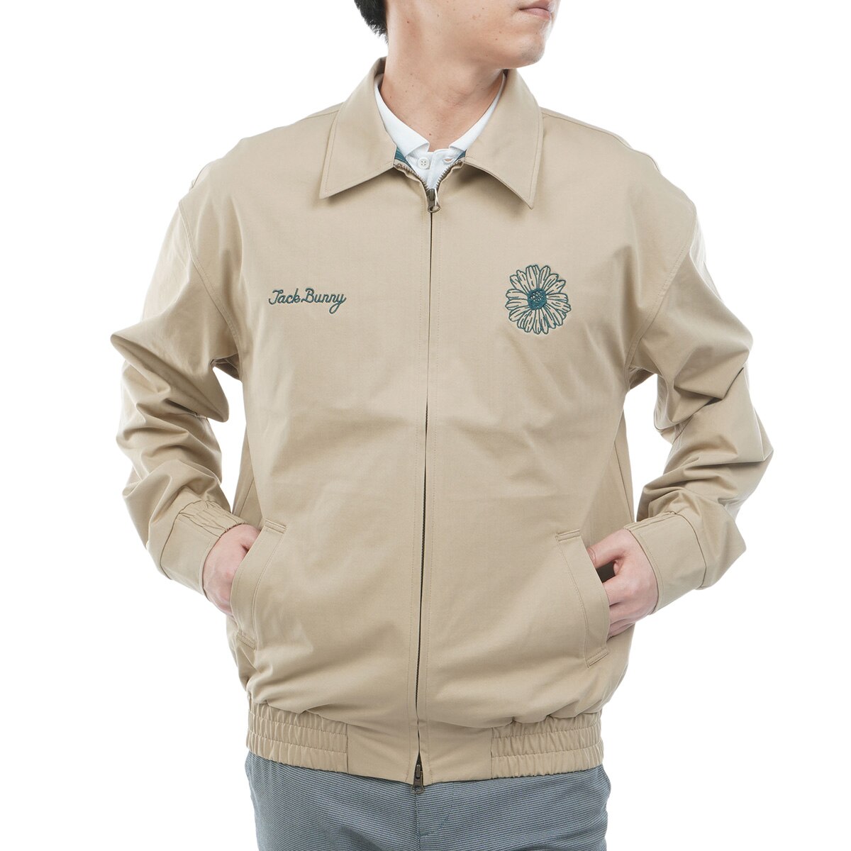 wondershape ヘリンボーンジャージジップブルゾン(アウター(ブルゾン