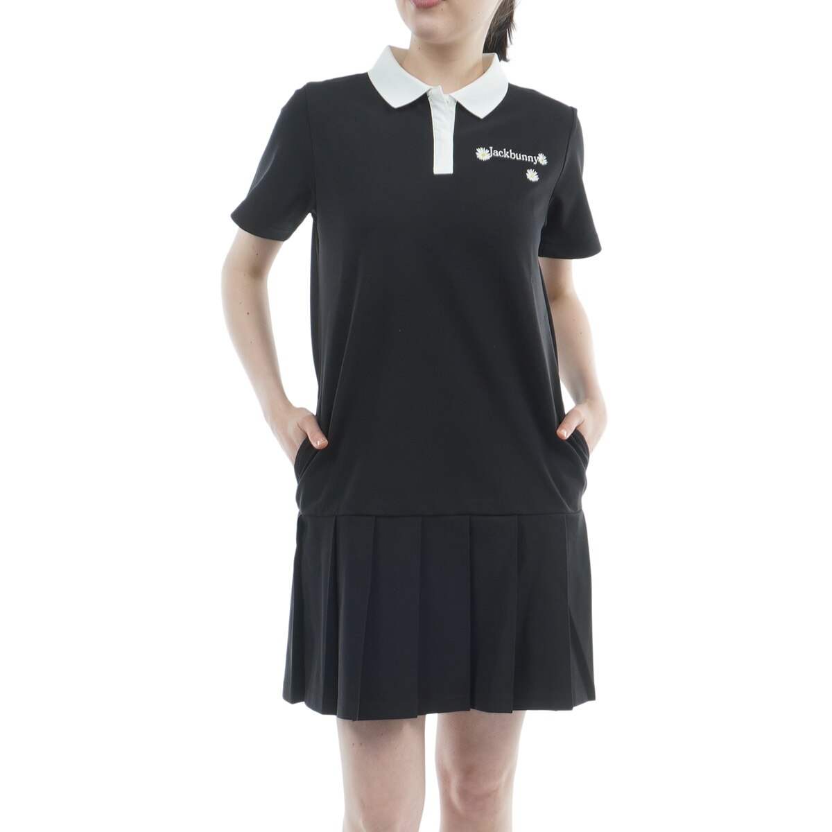 グリッドストレッチ Flower 半袖ポロワンピース レディス(ワンピース